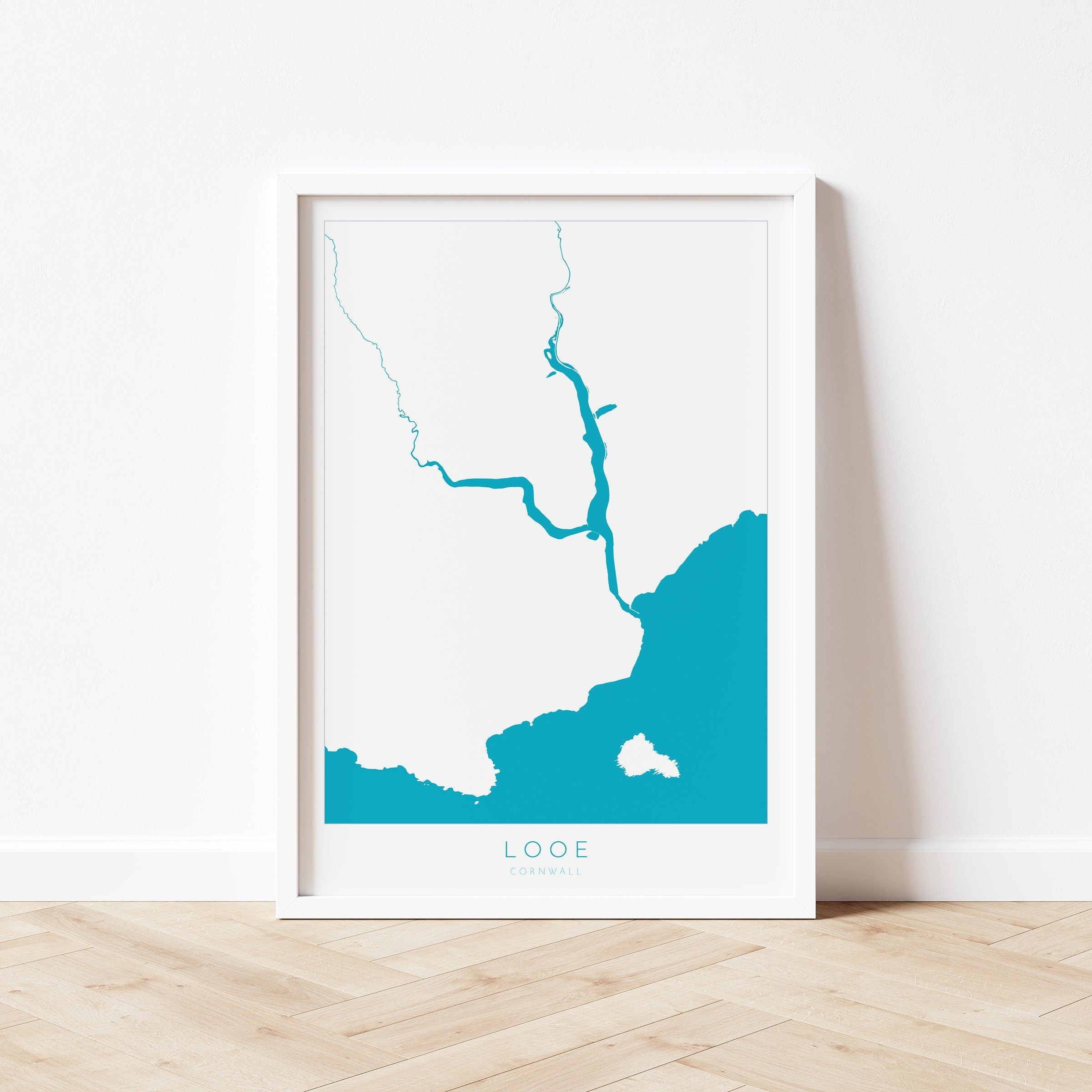 Looe Print - Cornwall Map, Looe Travel Poster, Looe River, South Cornwall, Cornish Coast Print, Nautical Home Decor