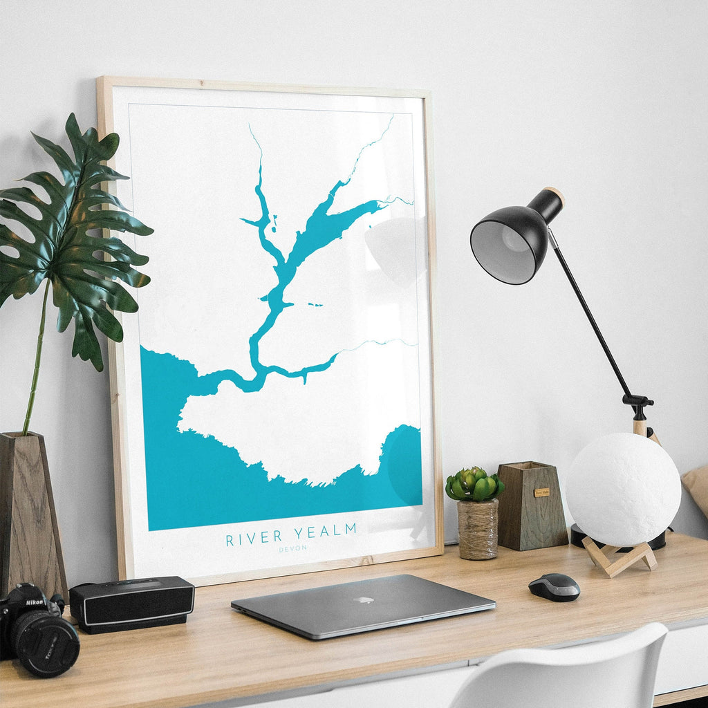 River Yealm Print - Devon Map, Newton Ferrers Poster, Noss Mayo Art, Devon Coast Print, South Devon, Nautical Home Decor