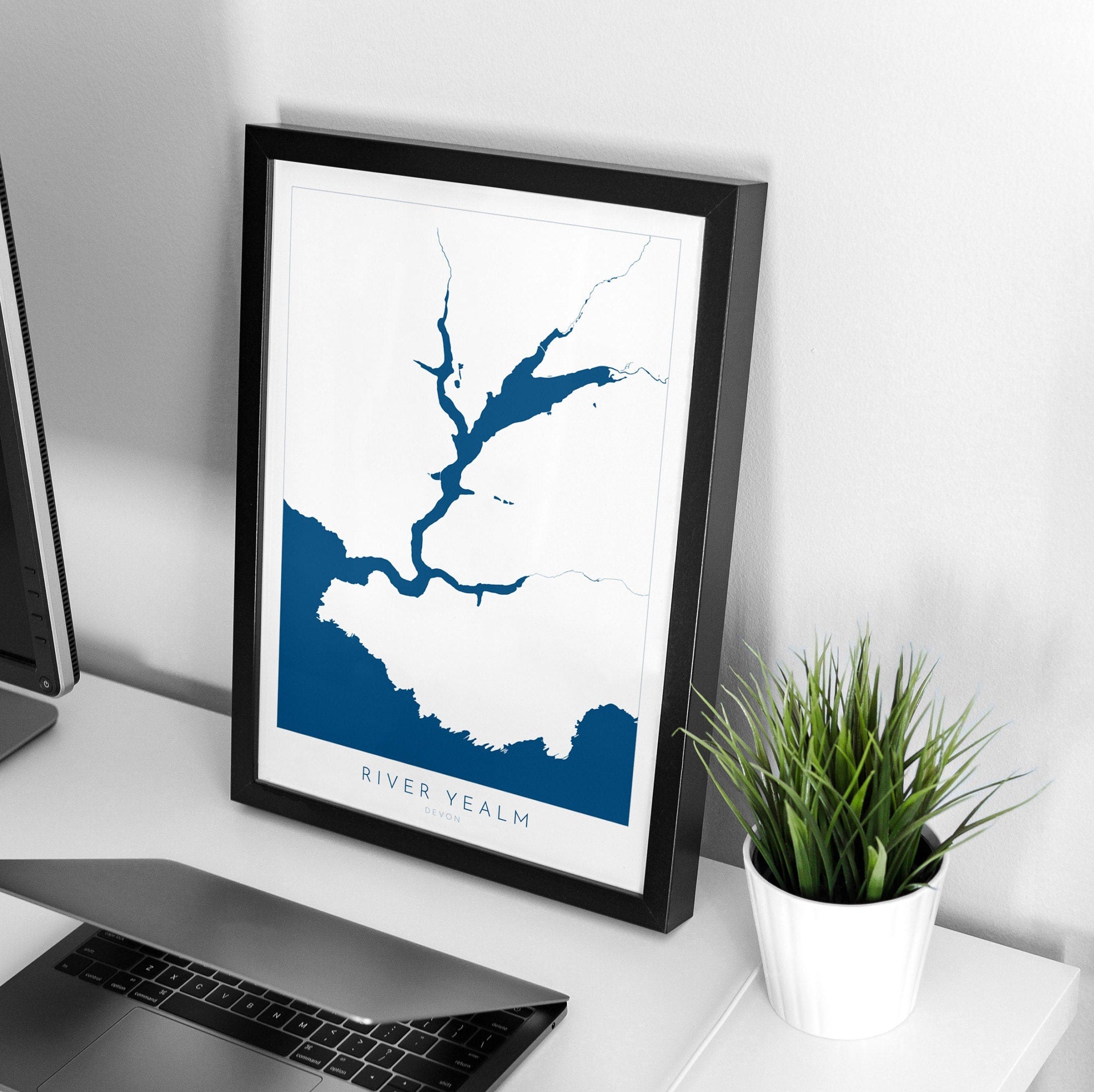 River Yealm Print - Devon Map, Newton Ferrers Poster, Noss Mayo Art, Devon Coast Print, South Devon, Nautical Home Decor