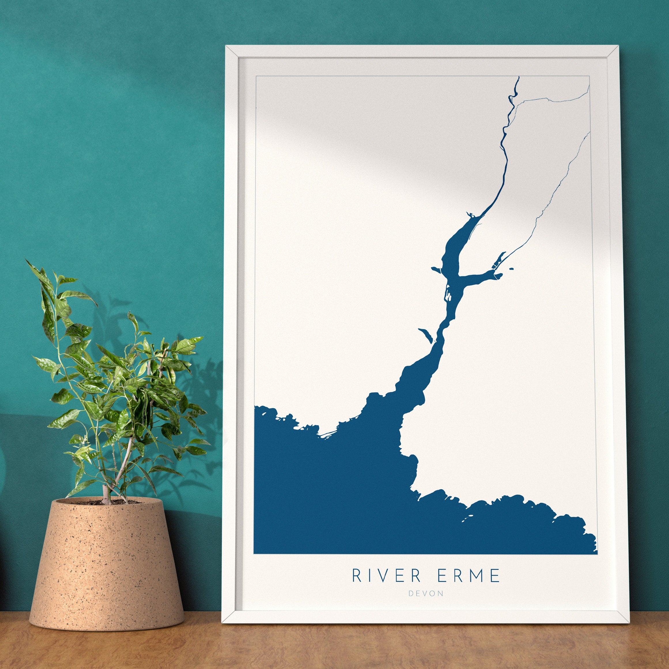 River Erme Print - Mothecombe Art, Devon Map, Mothecombe Beach Poster, Devon Coast Print, South Devon, Nautical Home Decor