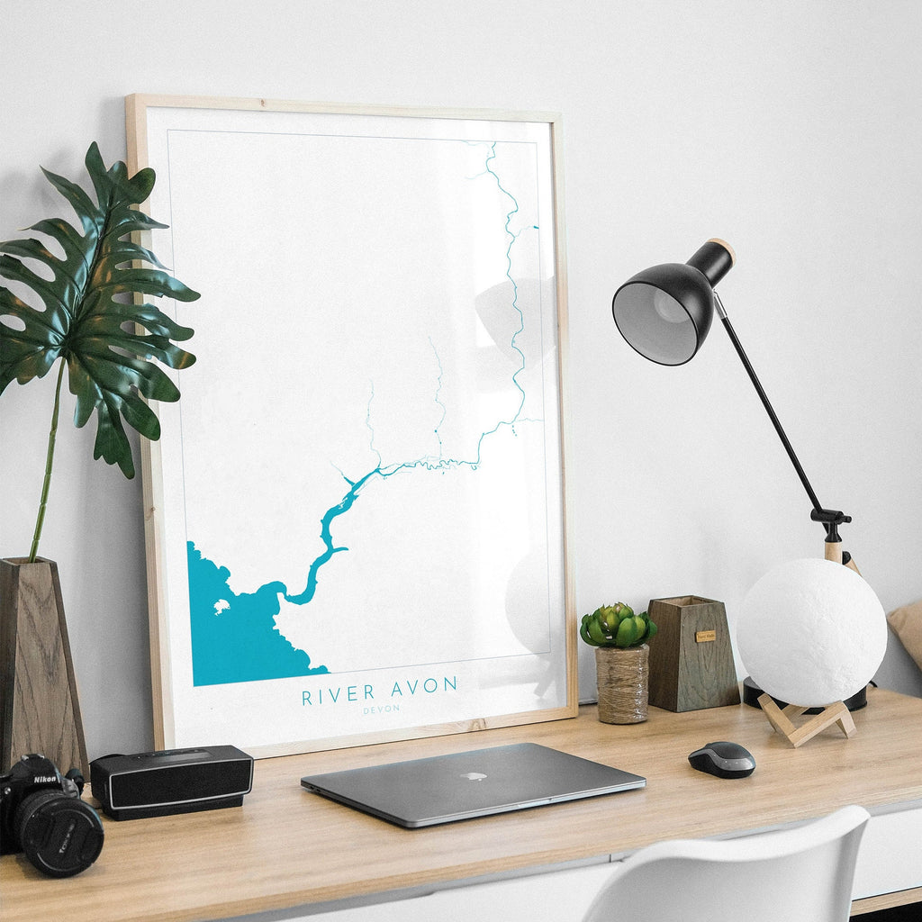 River Avon Print - Bigbury-On-Sea Art, Devon Map, Burgh Island Poster, Bantham Beach, Devon Coast Print, South Devon