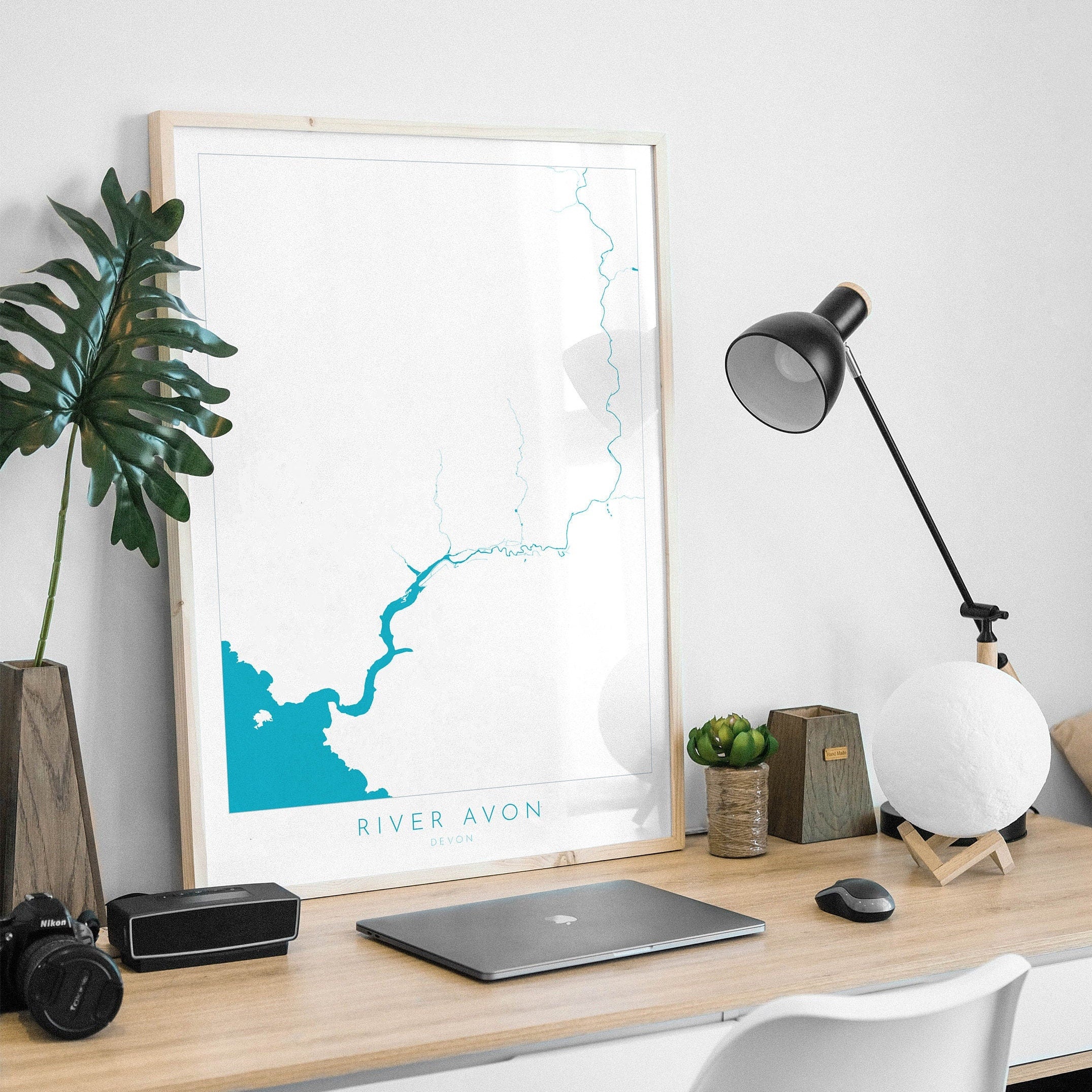 River Avon Print - Bigbury-On-Sea Art, Devon Map, Burgh Island Poster, Bantham Beach, Devon Coast Print, South Devon