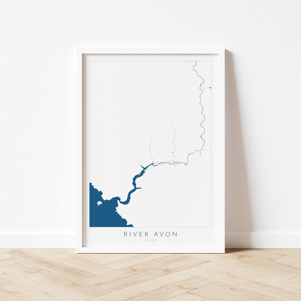 River Avon Print - Bigbury-On-Sea Art, Devon Map, Burgh Island Poster, Bantham Beach, Devon Coast Print, South Devon