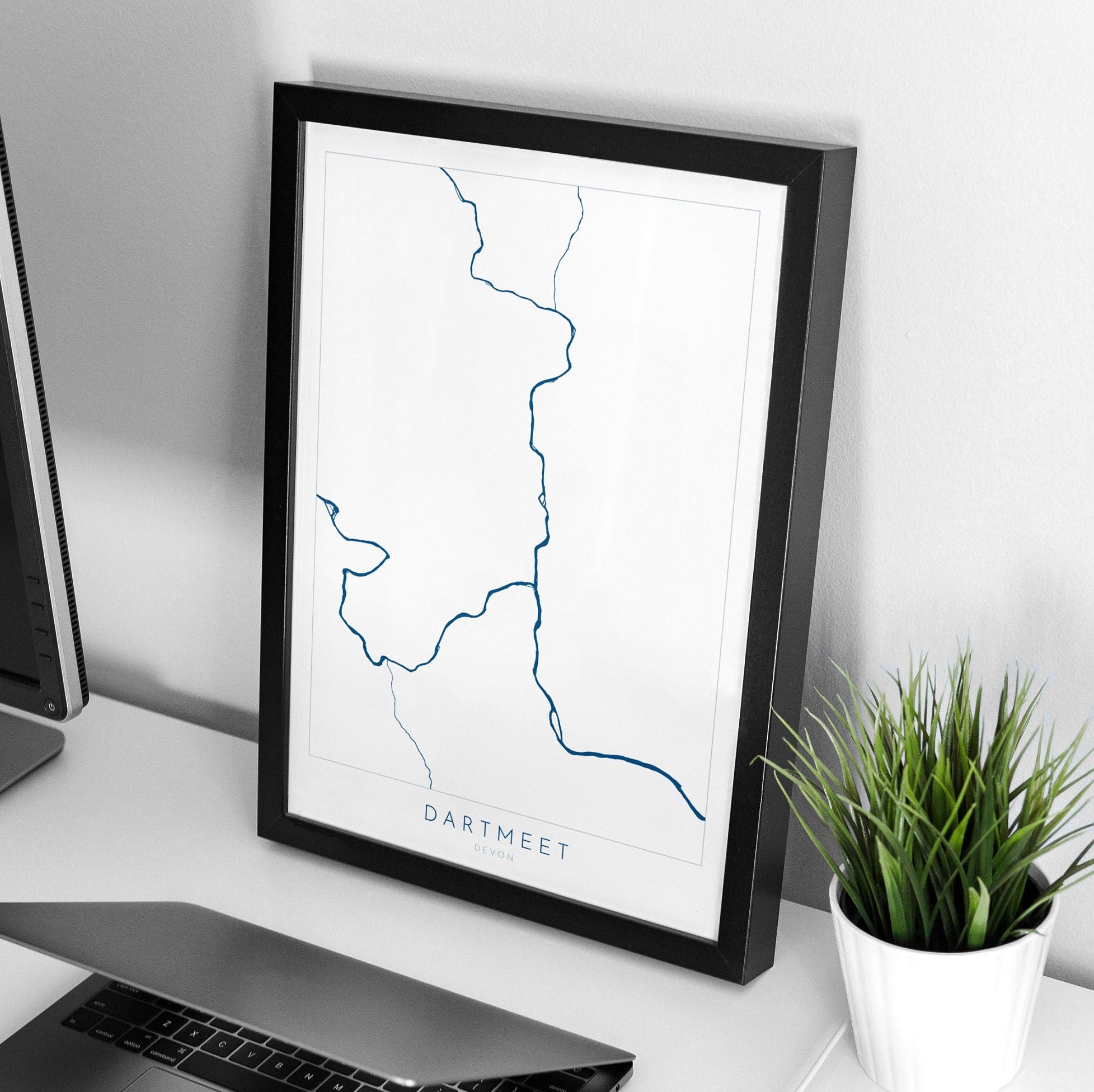 Dartmeet Print - Dartmoor Map, Devon Art, River Dart Poster, National Park Poster, Dartmoor walking, Devon Print