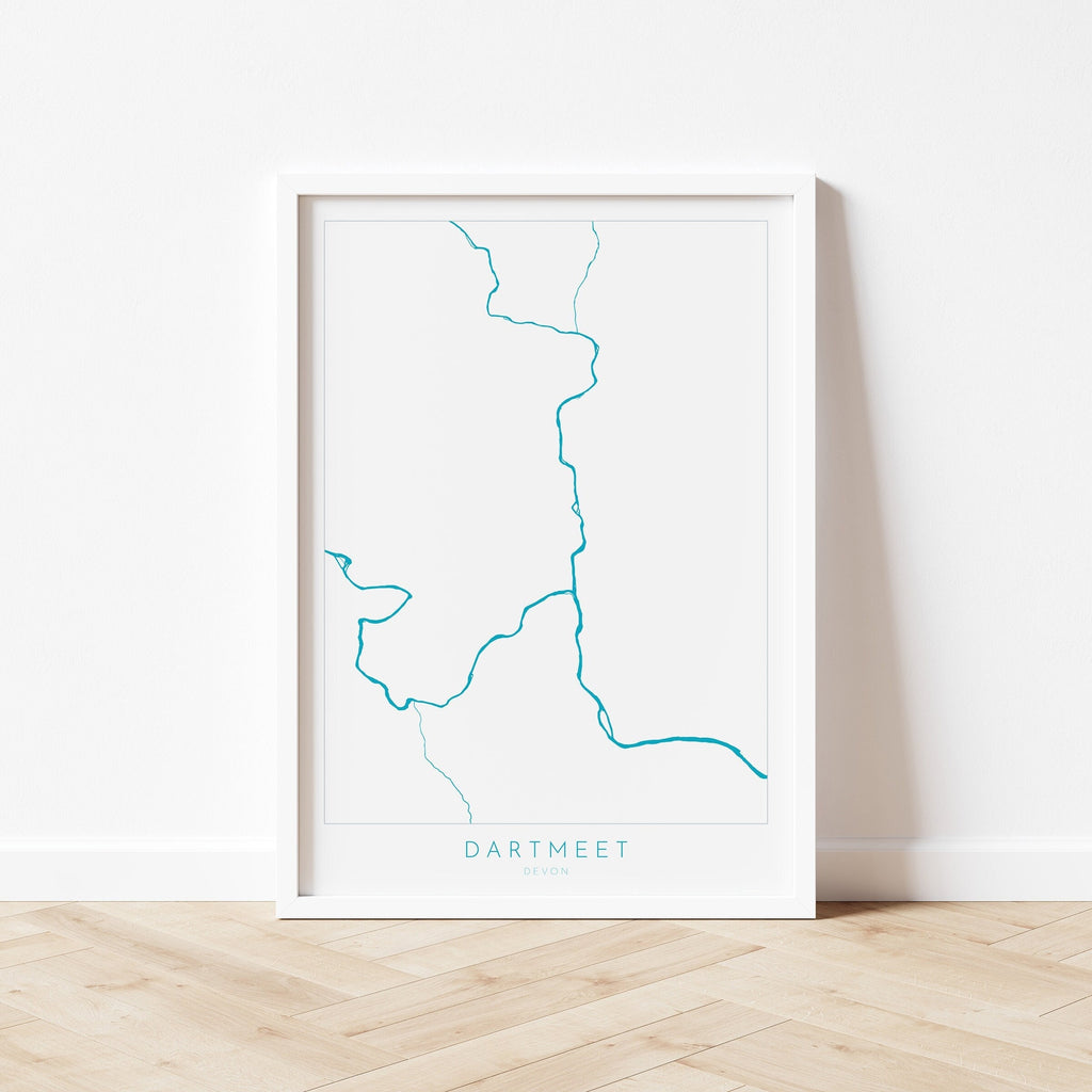Dartmeet Print - Dartmoor Map, Devon Art, River Dart Poster, National Park Poster, Dartmoor walking, Devon Print