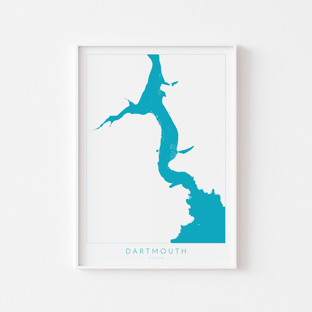 Dartmouth Print - River Dart Map, Devon Art, South West Coast, Dartmouth Travel Print, Kingswear Poster, South Devon Print, UK