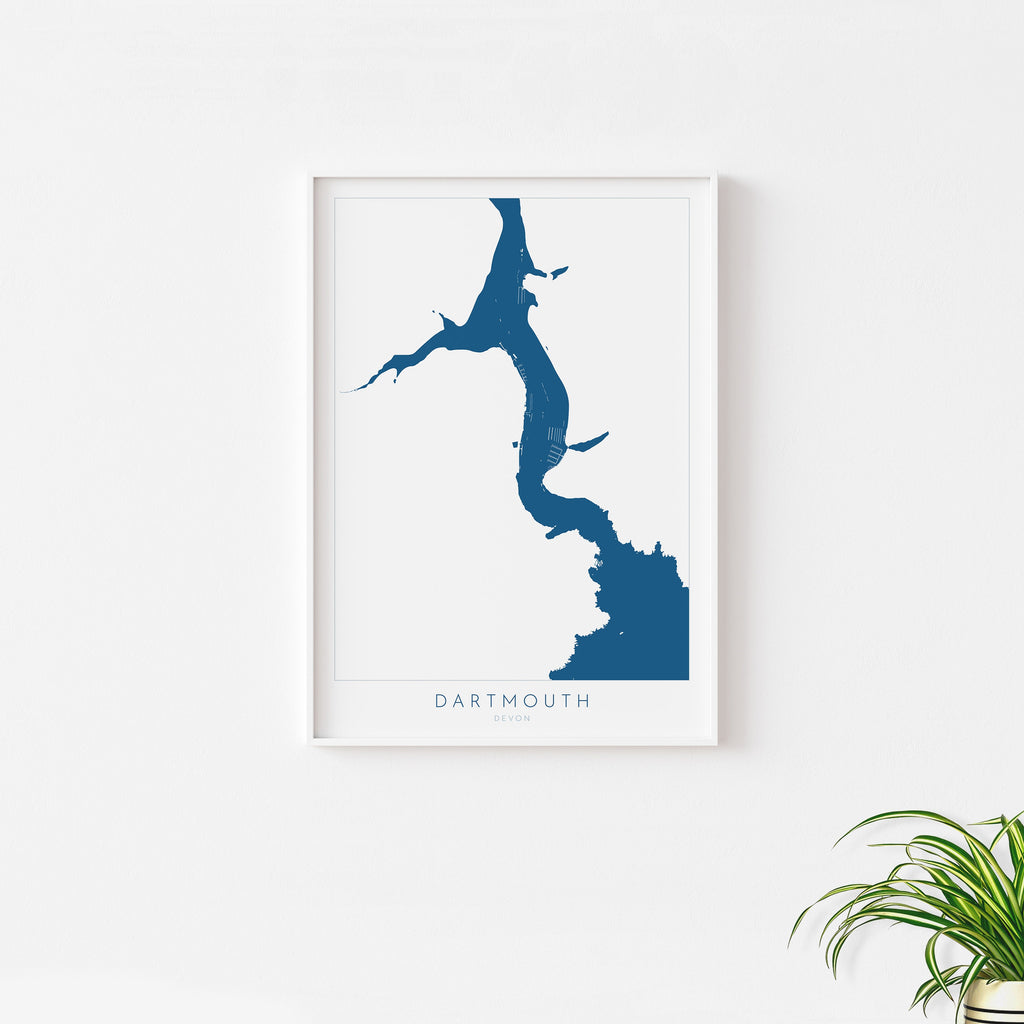 Dartmouth Print - River Dart Map, Devon Art, South West Coast, Dartmouth Travel Print, Kingswear Poster, South Devon Print, UK