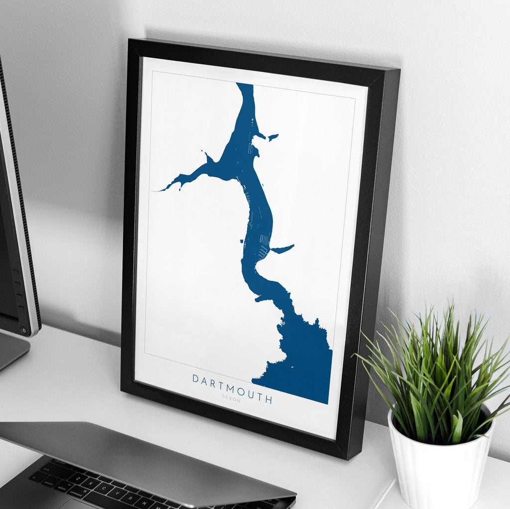 Dartmouth Print - River Dart Map, Devon Art, South West Coast, Dartmouth Travel Print, Kingswear Poster, South Devon Print, UK