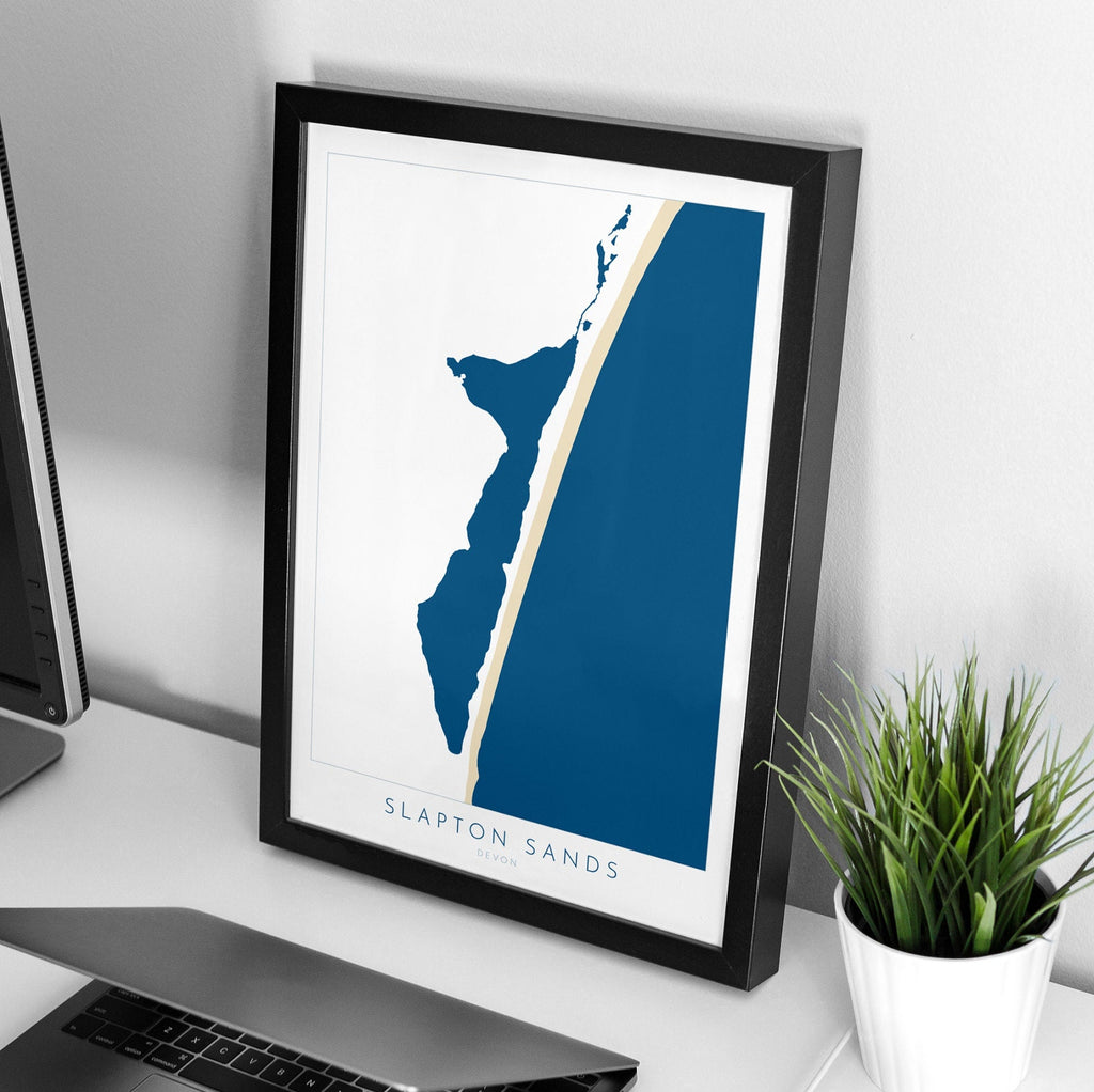 Slapton Sands Print - Devon Map, Slapton Ley Poster, Torcross Beach, Slapton Beach Travel Poster, South West Coast, South Hams