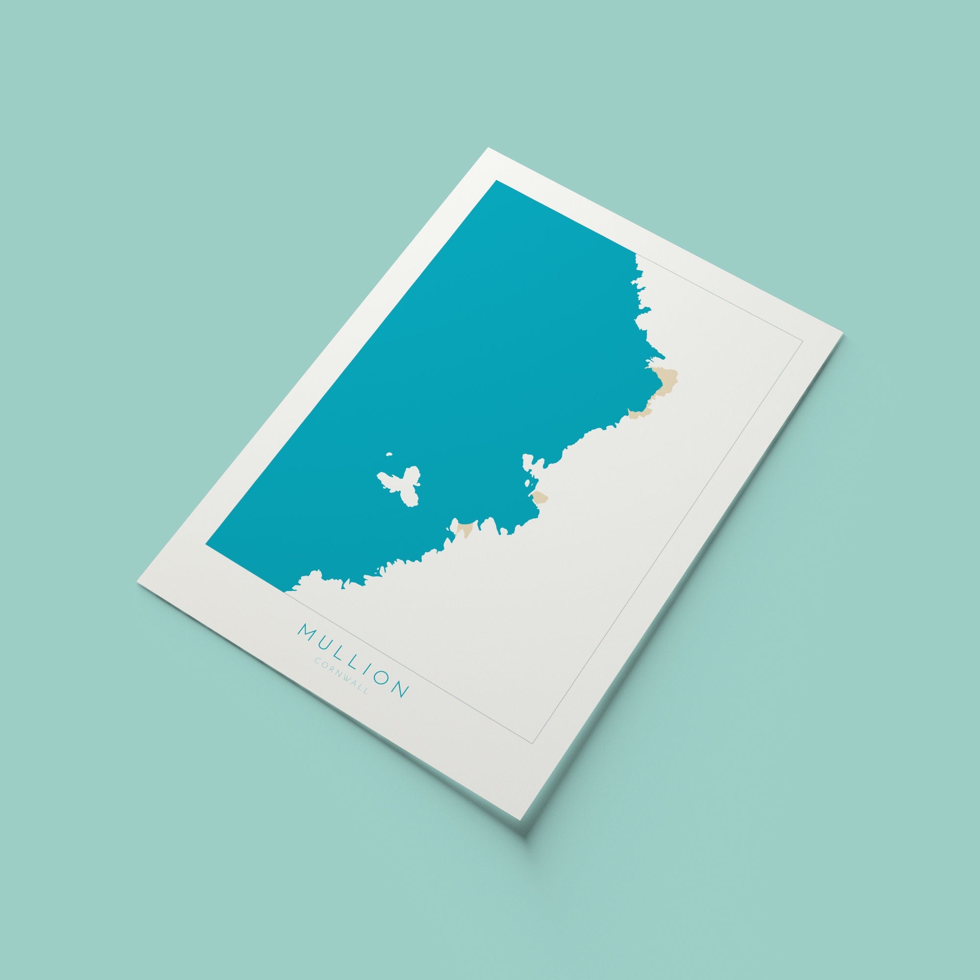 Mullion Cove Print - Cornwall Map, The Lizard Peninsula, Mullion Travel Print, Cornwall Art, South Cornwall, Cornish Coast Print