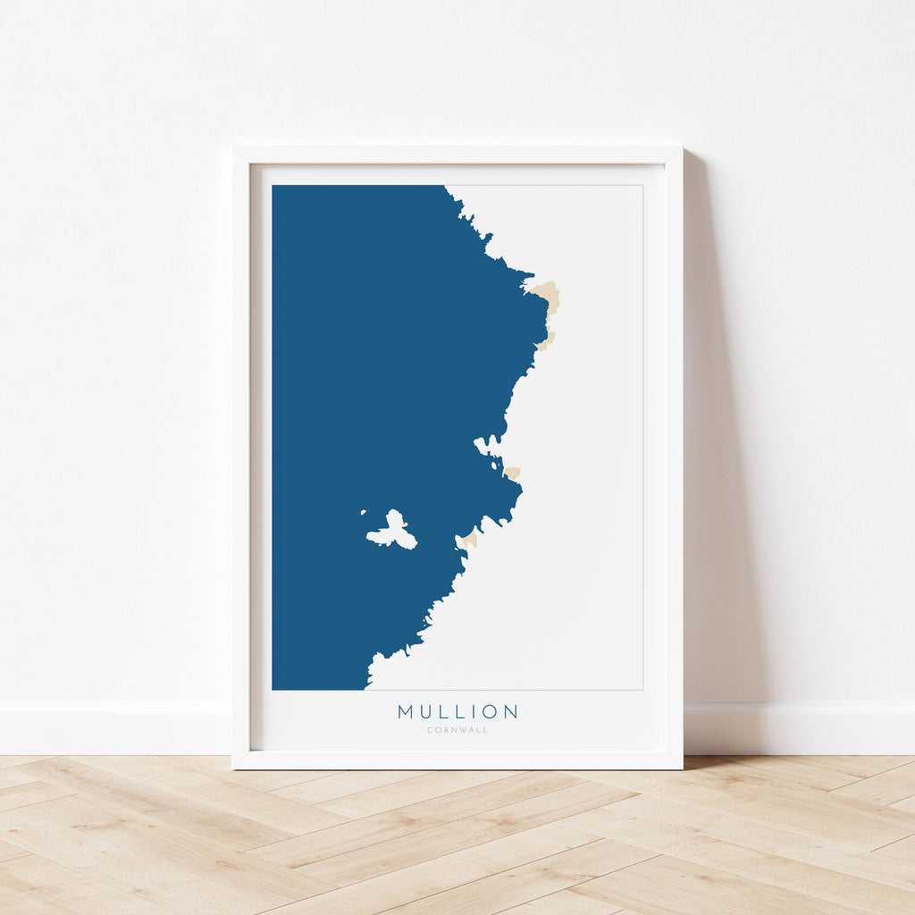 Mullion Cove Print - Cornwall Map, The Lizard Peninsula, Mullion Travel Print, Cornwall Art, South Cornwall, Cornish Coast Print