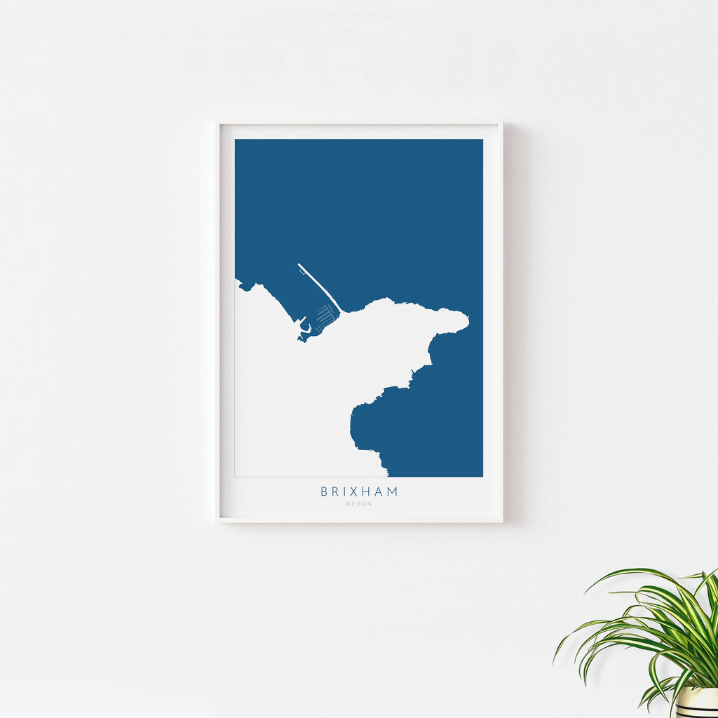 Brixham Print - Devon Map, Brixham Harbour Poster, English Riviera Art, Berry Head, Devon Coast, Brixham Travel Print, South Devon