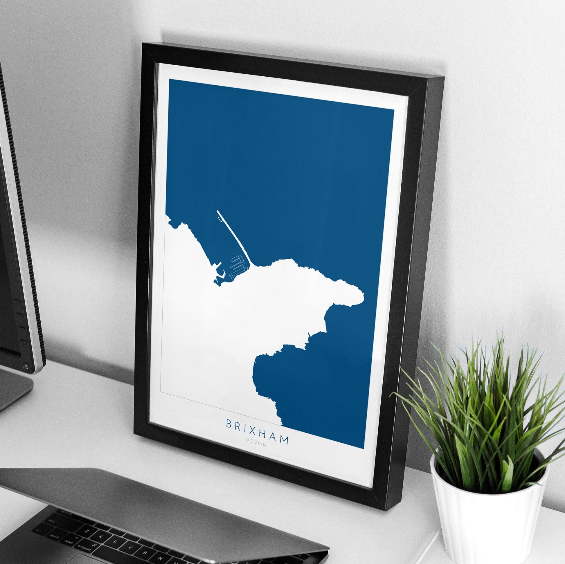 Brixham Print - Devon Map, Brixham Harbour Poster, English Riviera Art, Berry Head, Devon Coast, Brixham Travel Print, South Devon