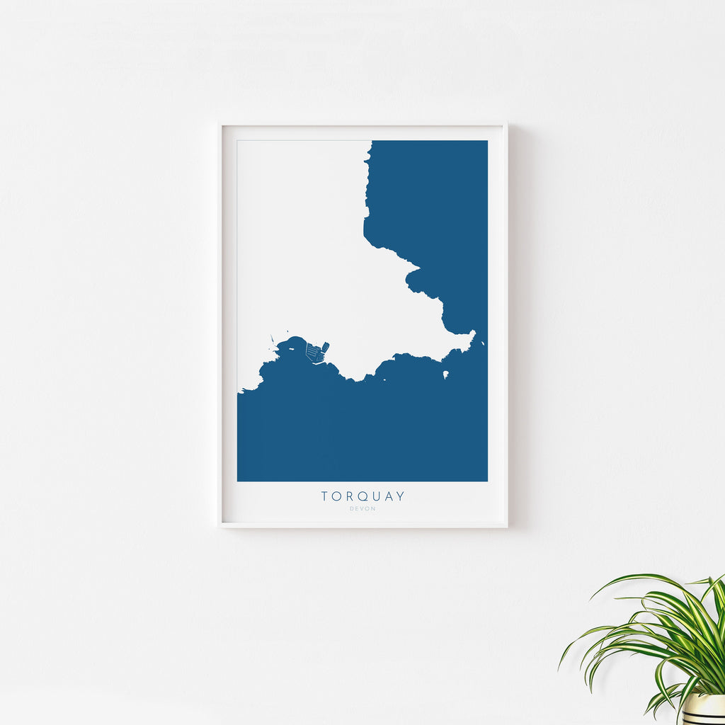Torquay Print - Devon Map, Torbay Poster, English Riviera Art, Devon Coast, Torquay Travel Print, South Devon