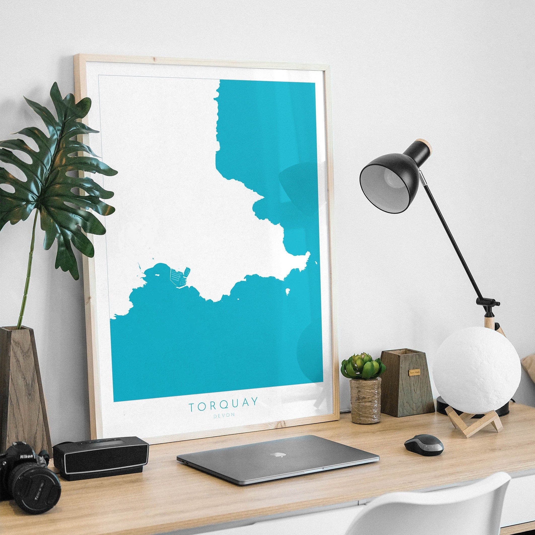 Torquay Print - Devon Map, Torbay Poster, English Riviera Art, Devon Coast, Torquay Travel Print, South Devon