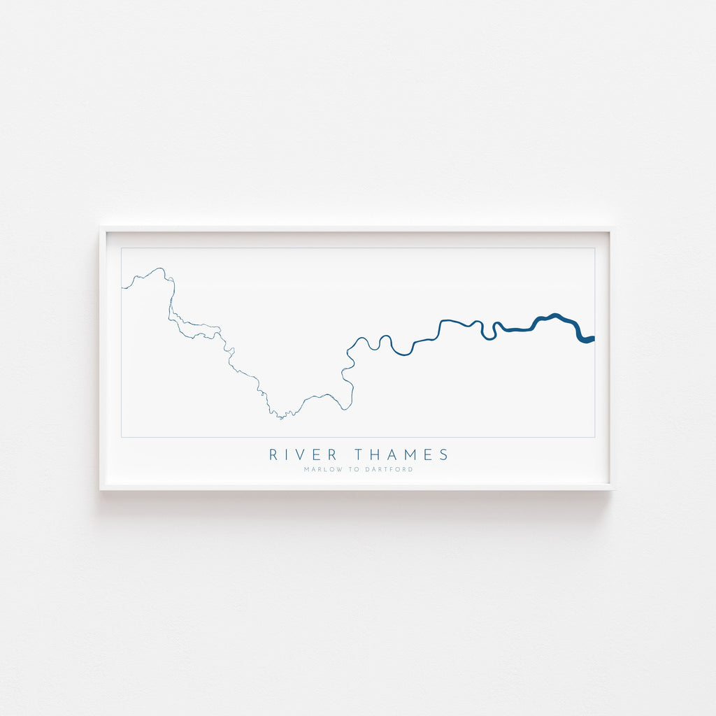River Thames Print - Marlow to Dartford, Thames Path Art, London Map, The River Thames Print, Richmond, Windsor, Slough, West London
