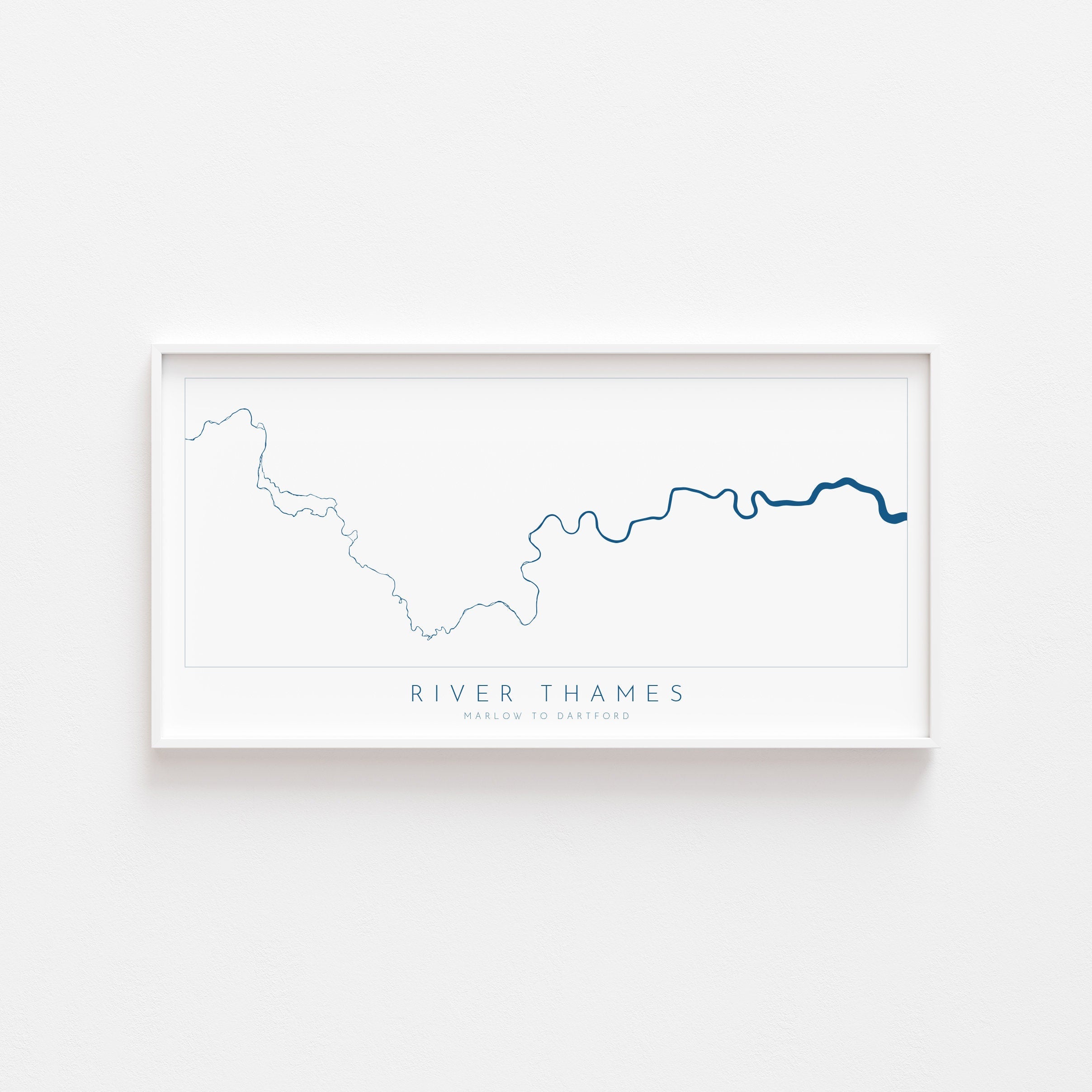 River Thames Print - Marlow to Dartford, Thames Path Art, London Map, The River Thames Print, Richmond, Windsor, Slough, West London