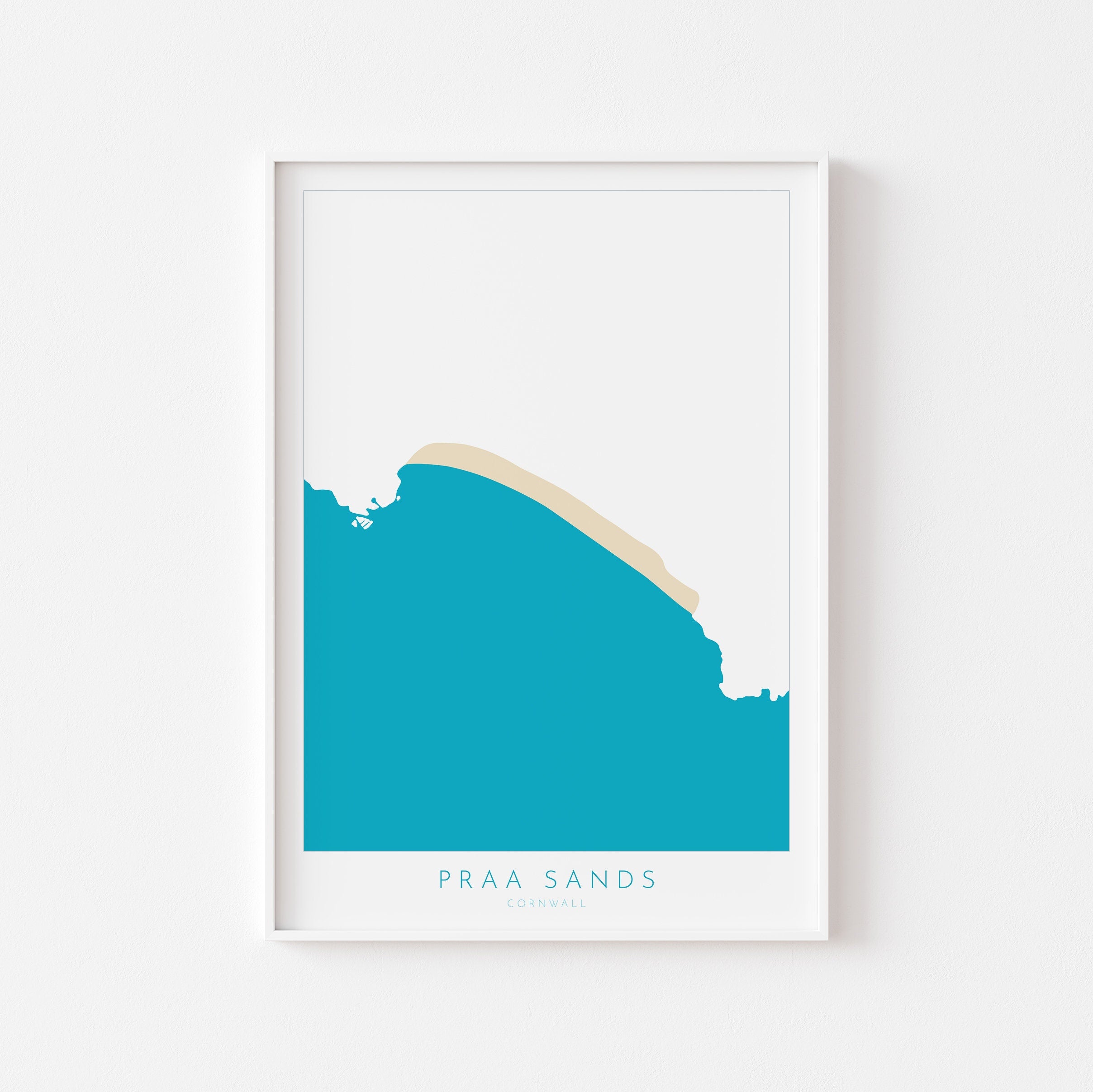 Praa Sands Print - Cornwall Map, Praa Sands Beach, Cornwall Travel Print, Cornwall Beach Art, Cornish Coast Print, Surf Art