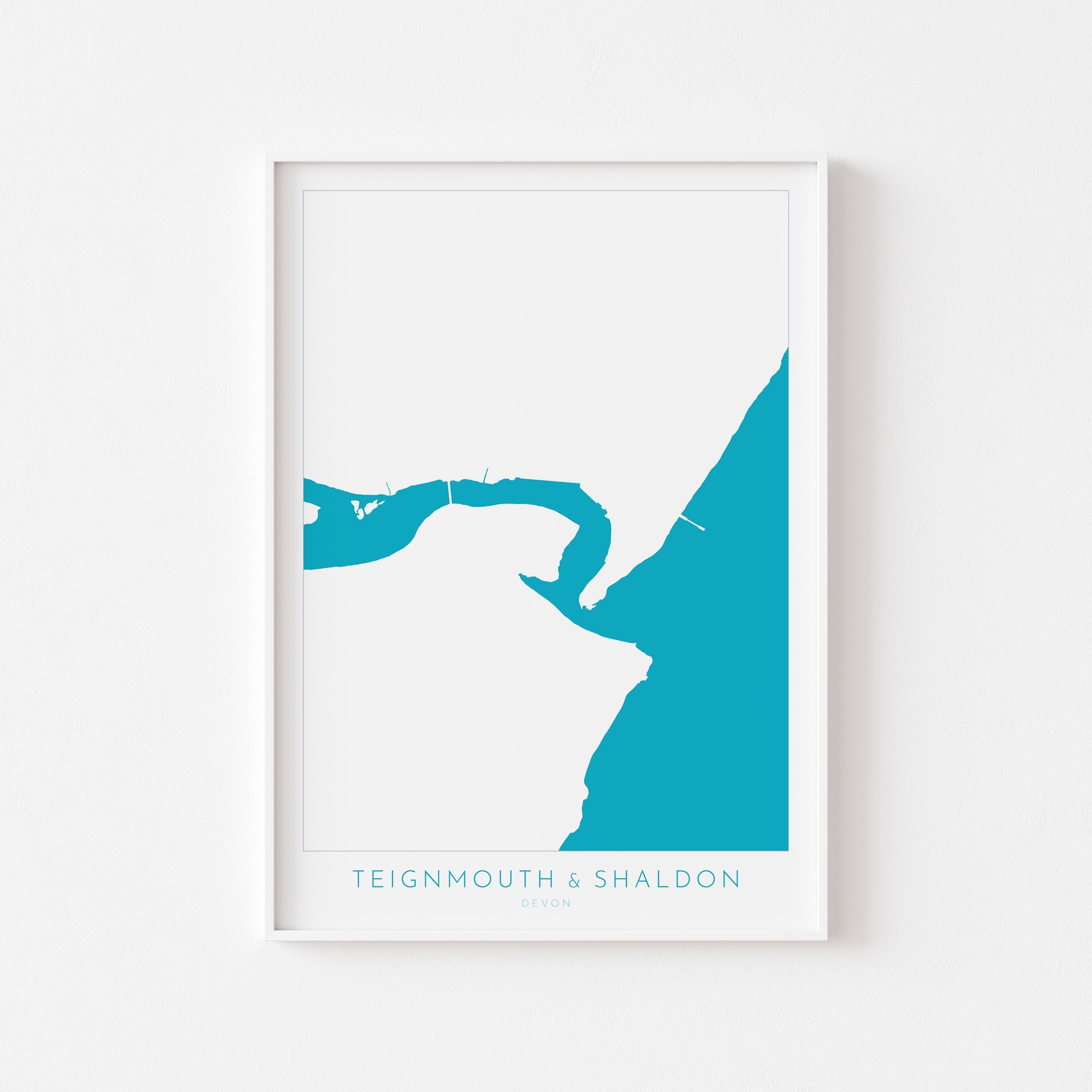 Teignmouth & Shaldon Print - Devon Map, River Teign Print, Teignmouth Travel Poster, Shaldon Beach Print, Devon Coast, South Devon