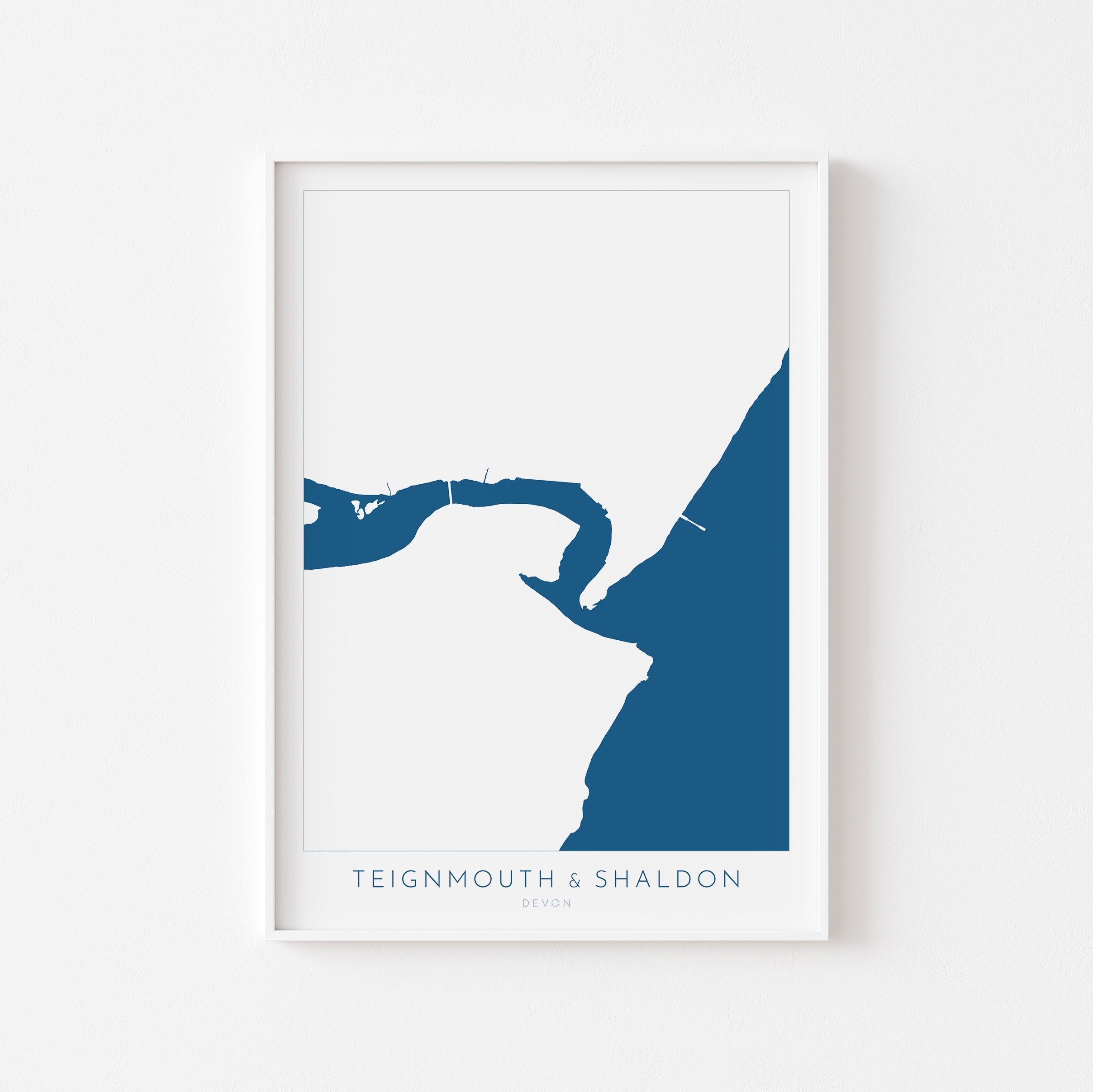 Teignmouth & Shaldon Print - Devon Map, River Teign Print, Teignmouth Travel Poster, Shaldon Beach Print, Devon Coast, South Devon