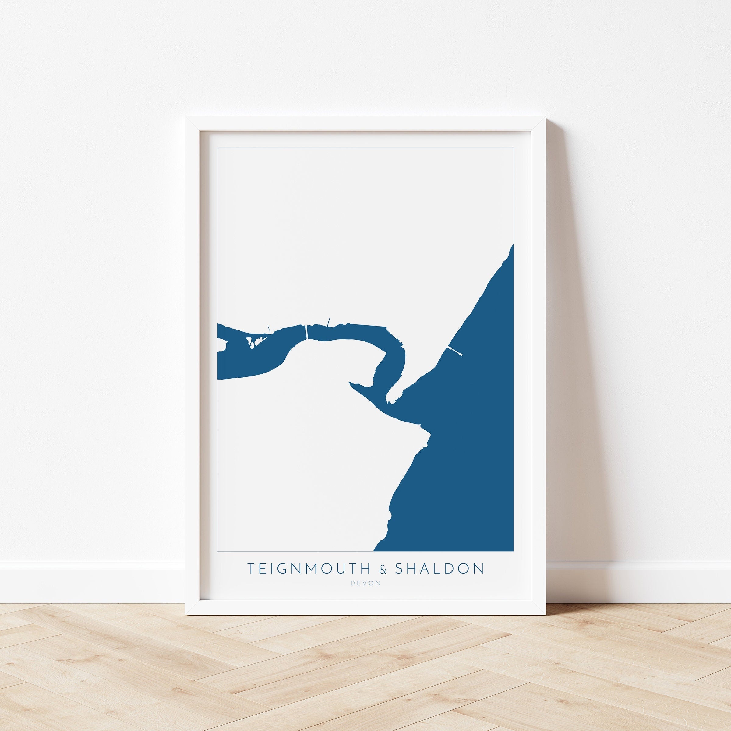 Teignmouth & Shaldon Print - Devon Map, River Teign Print, Teignmouth Travel Poster, Shaldon Beach Print, Devon Coast, South Devon