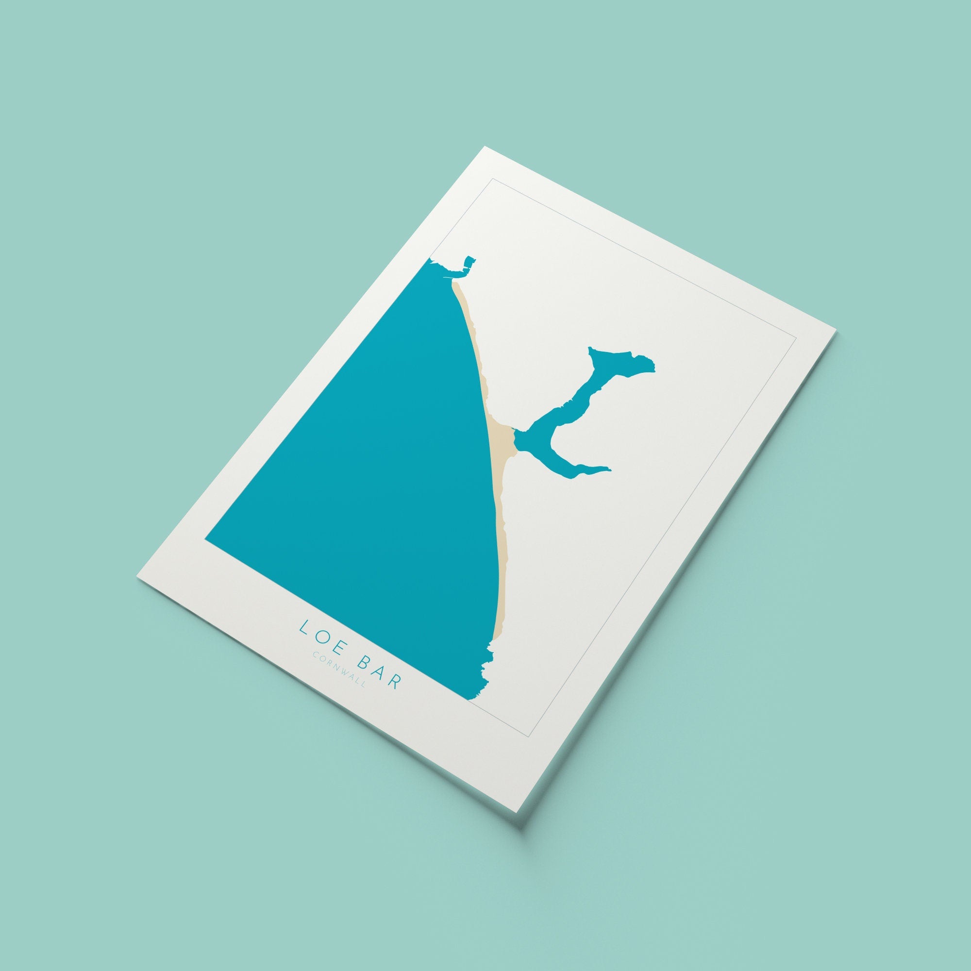 Loe Bar Print - Cornwall Map, Porthleven Beach, Loe Bar, Cornwall Travel Print, Porthleven, Cornwall Beach Art, Cornish Coast Print