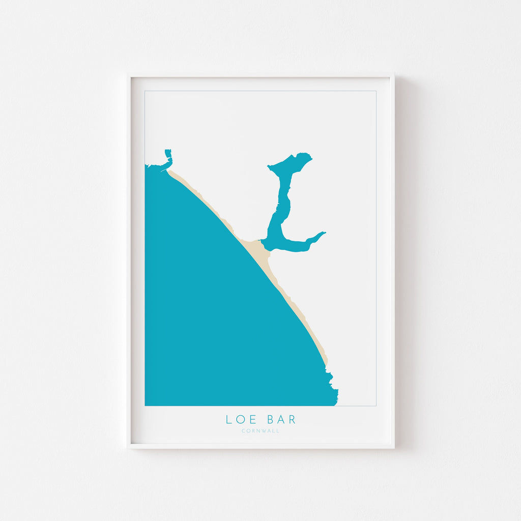 Loe Bar Print - Cornwall Map, Porthleven Beach, Loe Bar, Cornwall Travel Print, Porthleven, Cornwall Beach Art, Cornish Coast Print