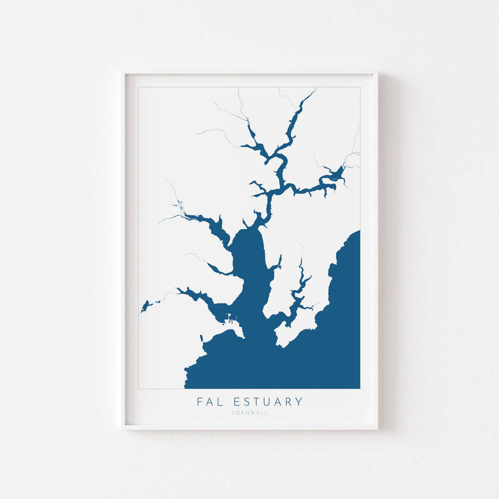 Fal Estuary Print - Cornwall Map, Falmouth Travel Poster, River Fal, South Cornwall, Cornish Coast Print, Nautical Home Decor