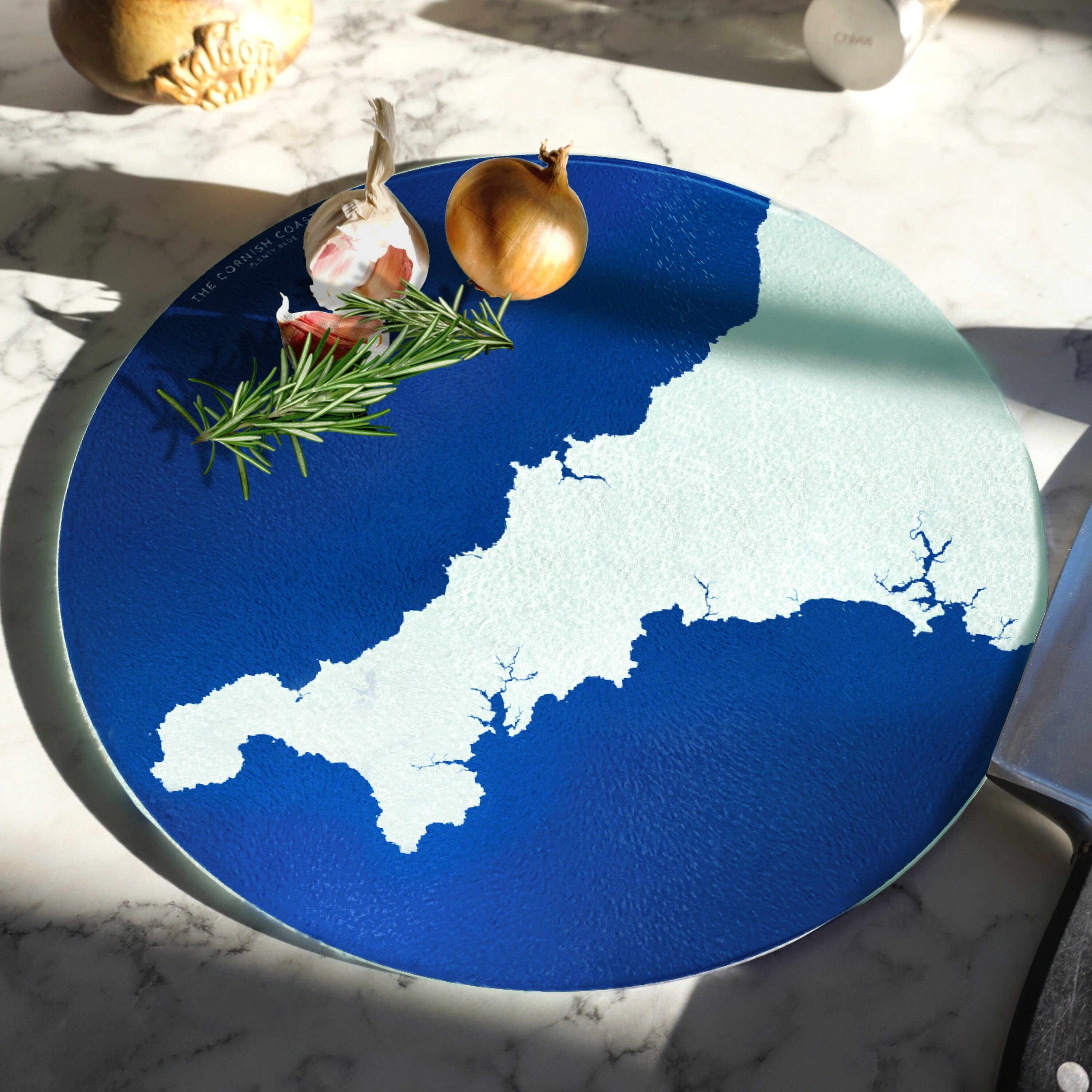 Cornwall Map Chopping Board - Cornwall Map Art, Cornwall Gift, Cornish Gift, Worktop Saver, Coastal home, Falmouth Map Art, St Ives Art