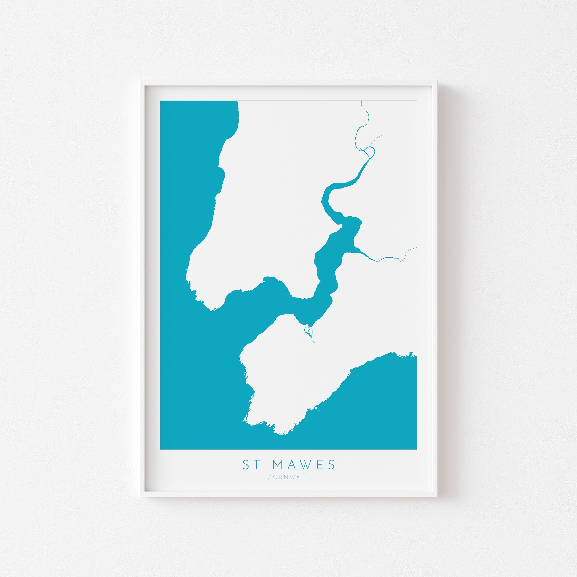 St Mawes Print - Cornwall Map, St Mawes Travel Poster, Fal Estuary, Roseland Peninsula, South Cornwall, Cornish Coast Print