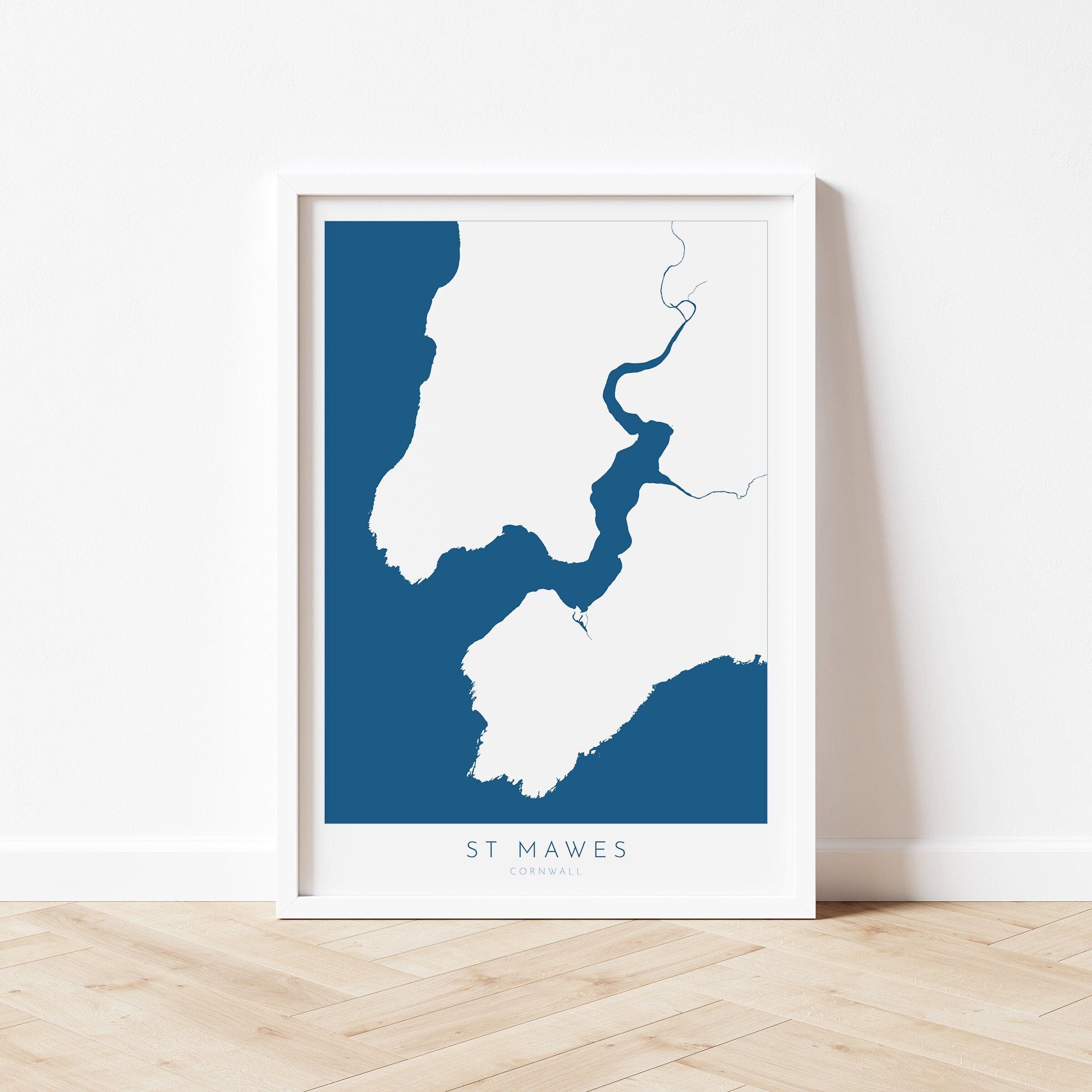 St Mawes Print - Cornwall Map, St Mawes Travel Poster, Fal Estuary, Roseland Peninsula, South Cornwall, Cornish Coast Print