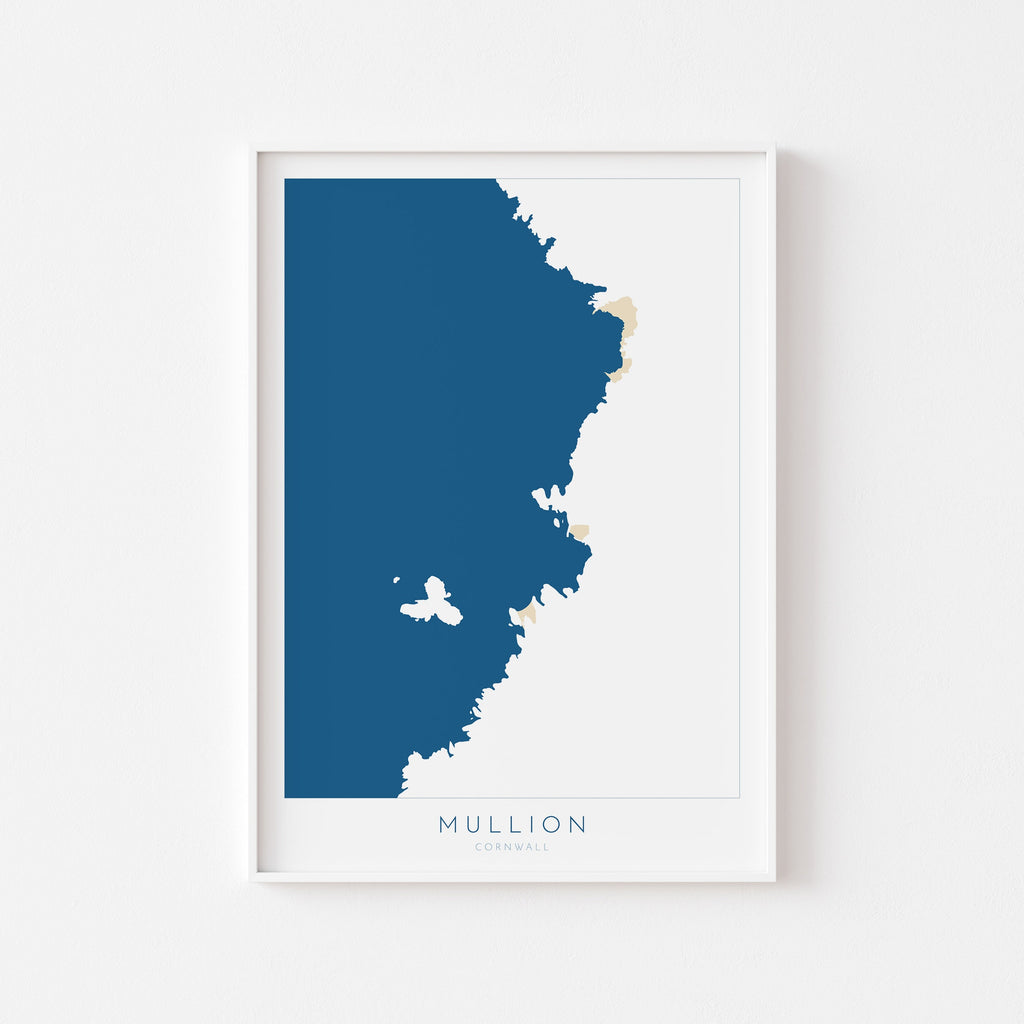 Mullion Cove Print - Cornwall Map, The Lizard Peninsula, Mullion Travel Print, Cornwall Art, South Cornwall, Cornish Coast Print