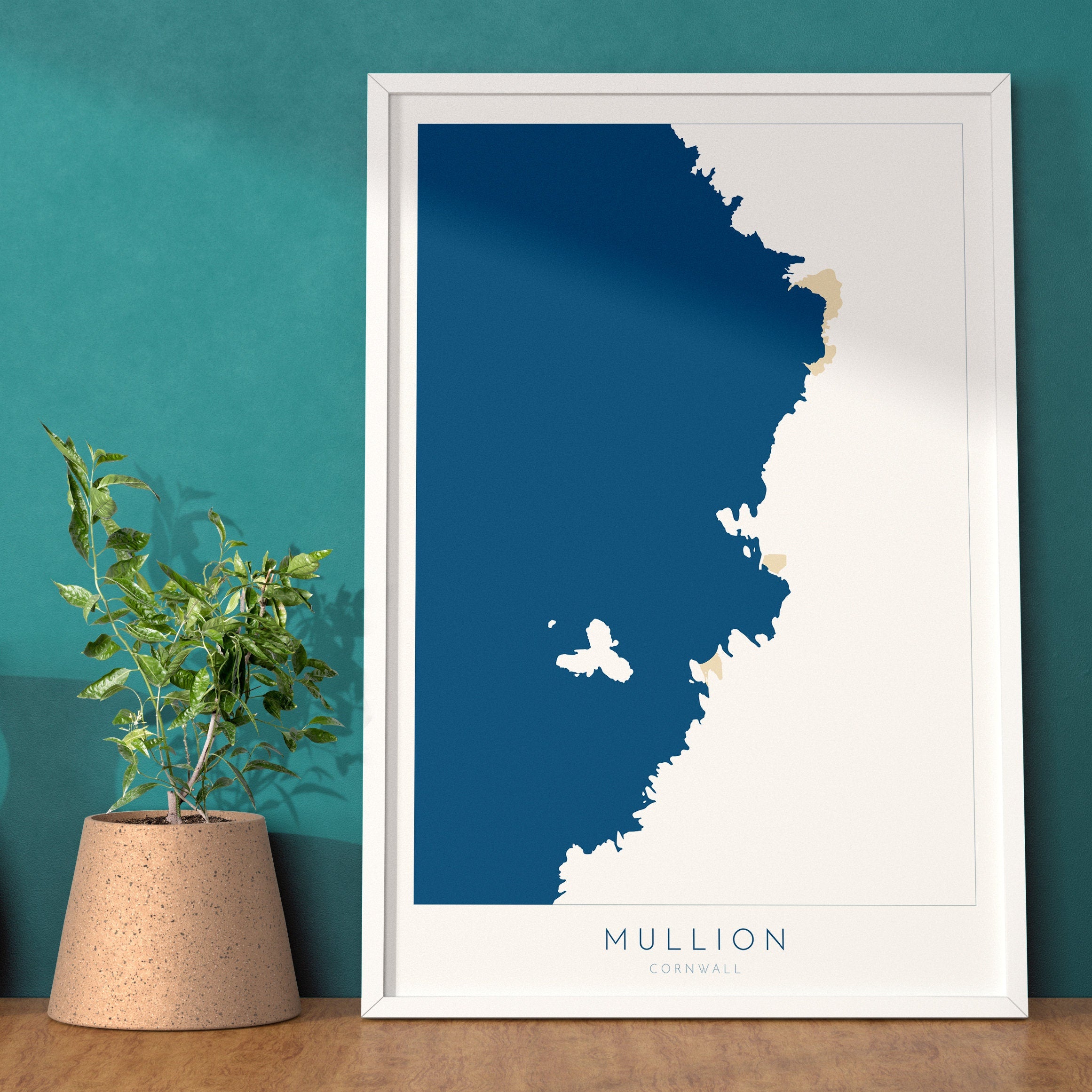 Mullion Cove Print - Cornwall Map, The Lizard Peninsula, Mullion Travel Print, Cornwall Art, South Cornwall, Cornish Coast Print