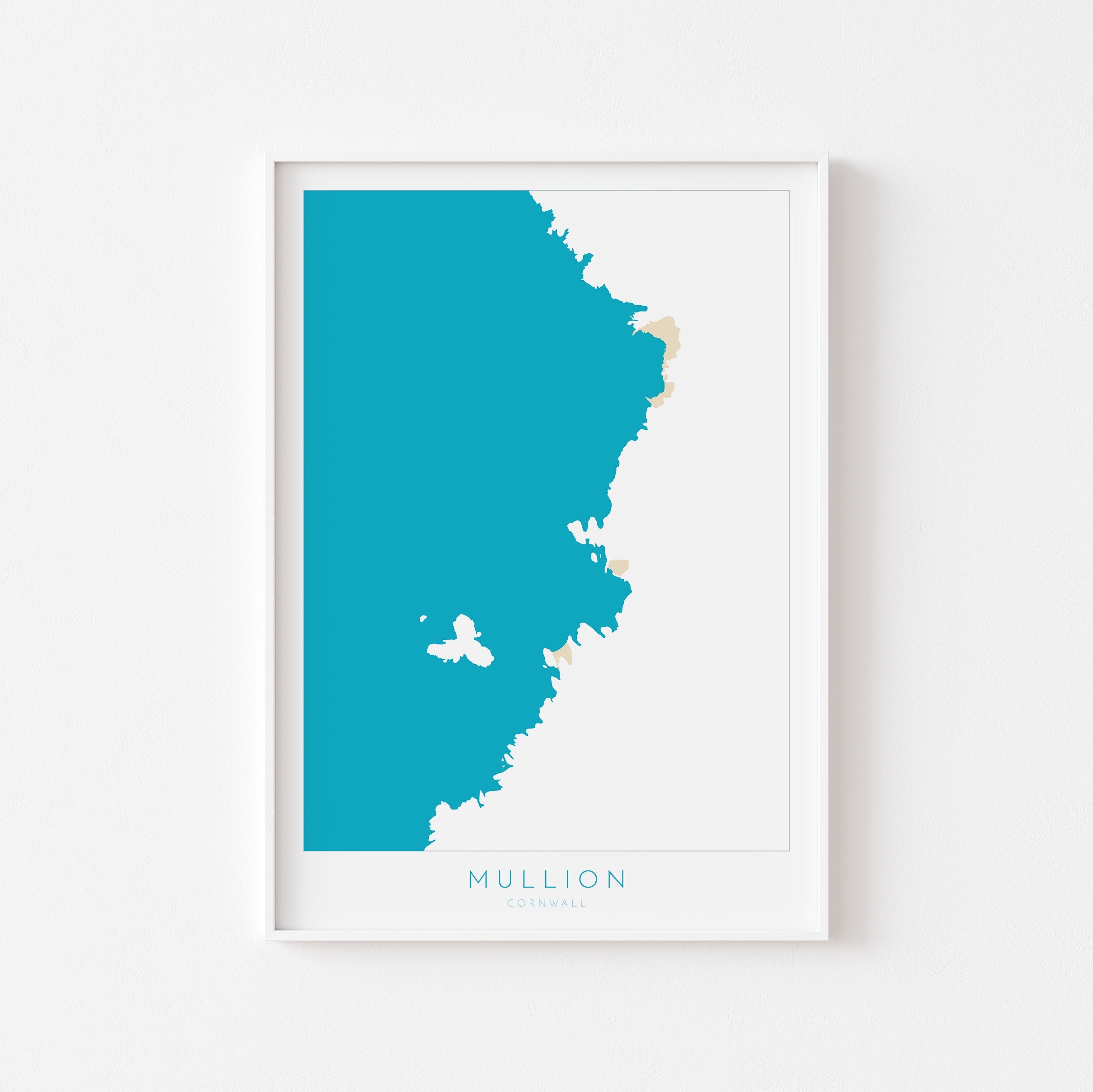 Mullion Cove Print - Cornwall Map, The Lizard Peninsula, Mullion Travel Print, Cornwall Art, South Cornwall, Cornish Coast Print