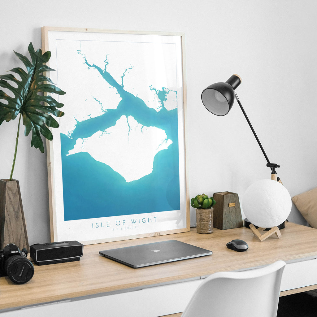 Isle of Wight Map Art, Isle of Wight Art Print, Cowes Isle of Wight, Hampshire Map, Southampton Map Art, Portsmouth Art, The Solent Map, IOW