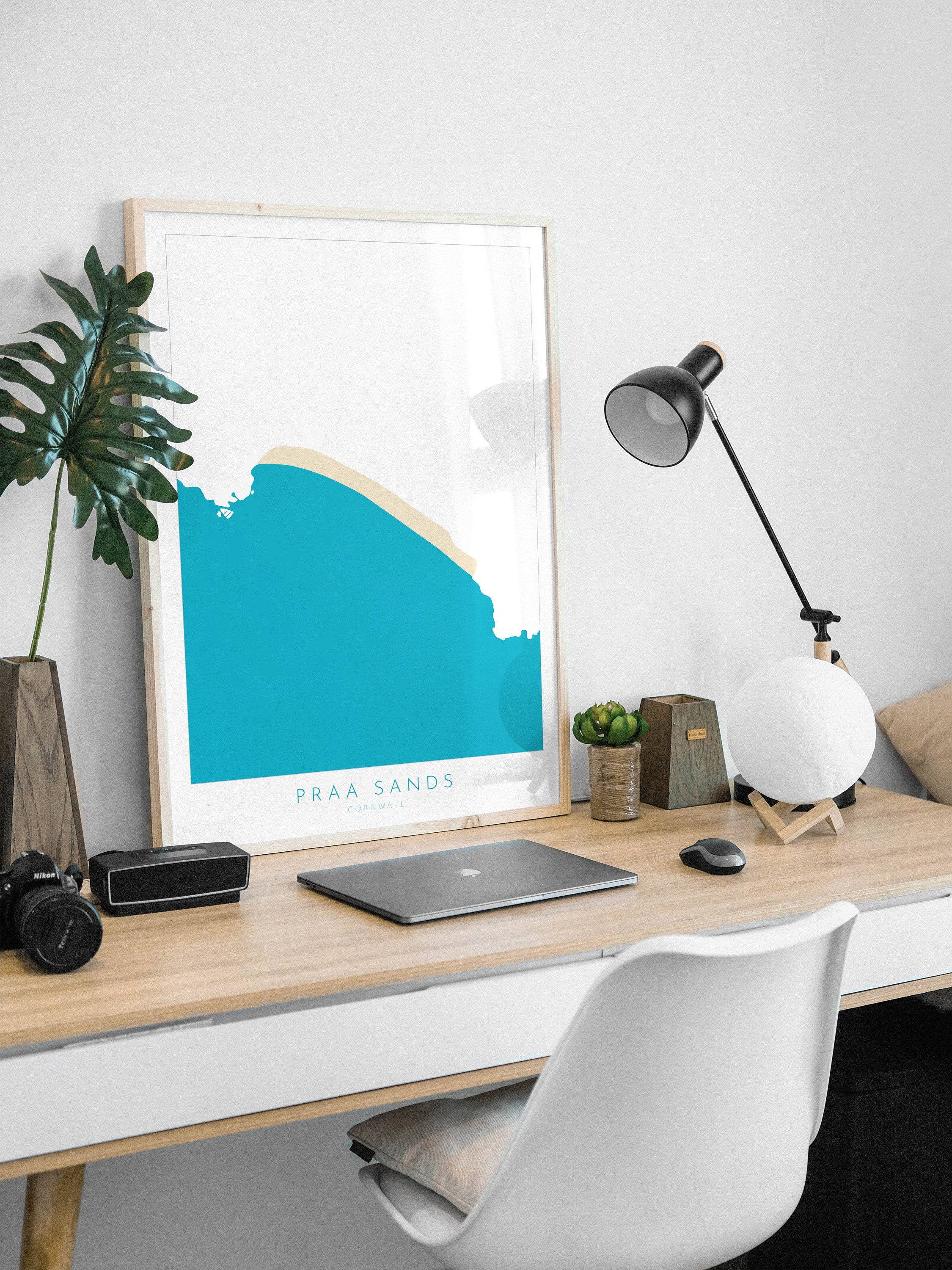 Praa Sands Print - Cornwall Map, Praa Sands Beach, Cornwall Travel Print, Cornwall Beach Art, Cornish Coast Print, Surf Art