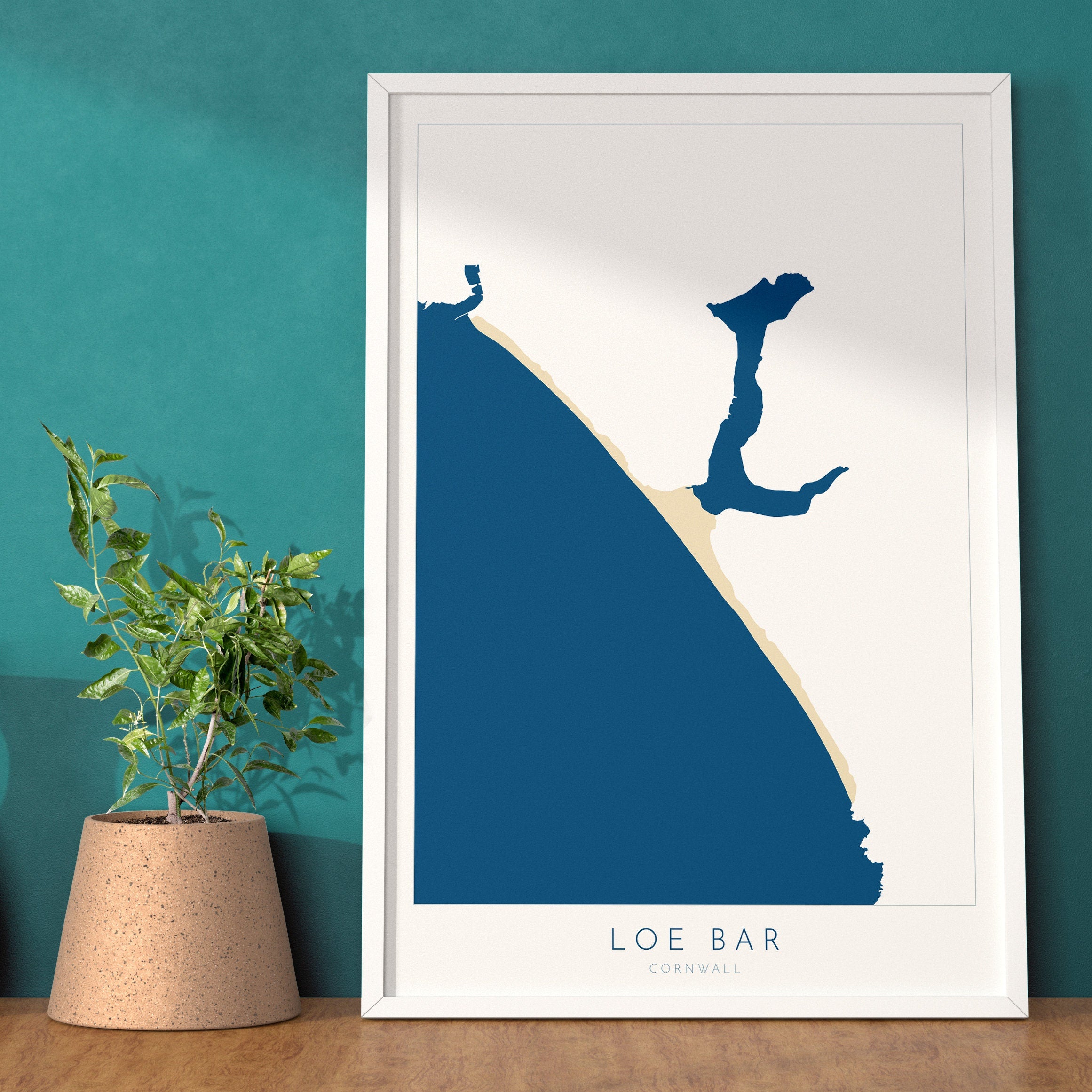 Loe Bar Print - Cornwall Map, Porthleven Beach, Loe Bar, Cornwall Travel Print, Porthleven, Cornwall Beach Art, Cornish Coast Print