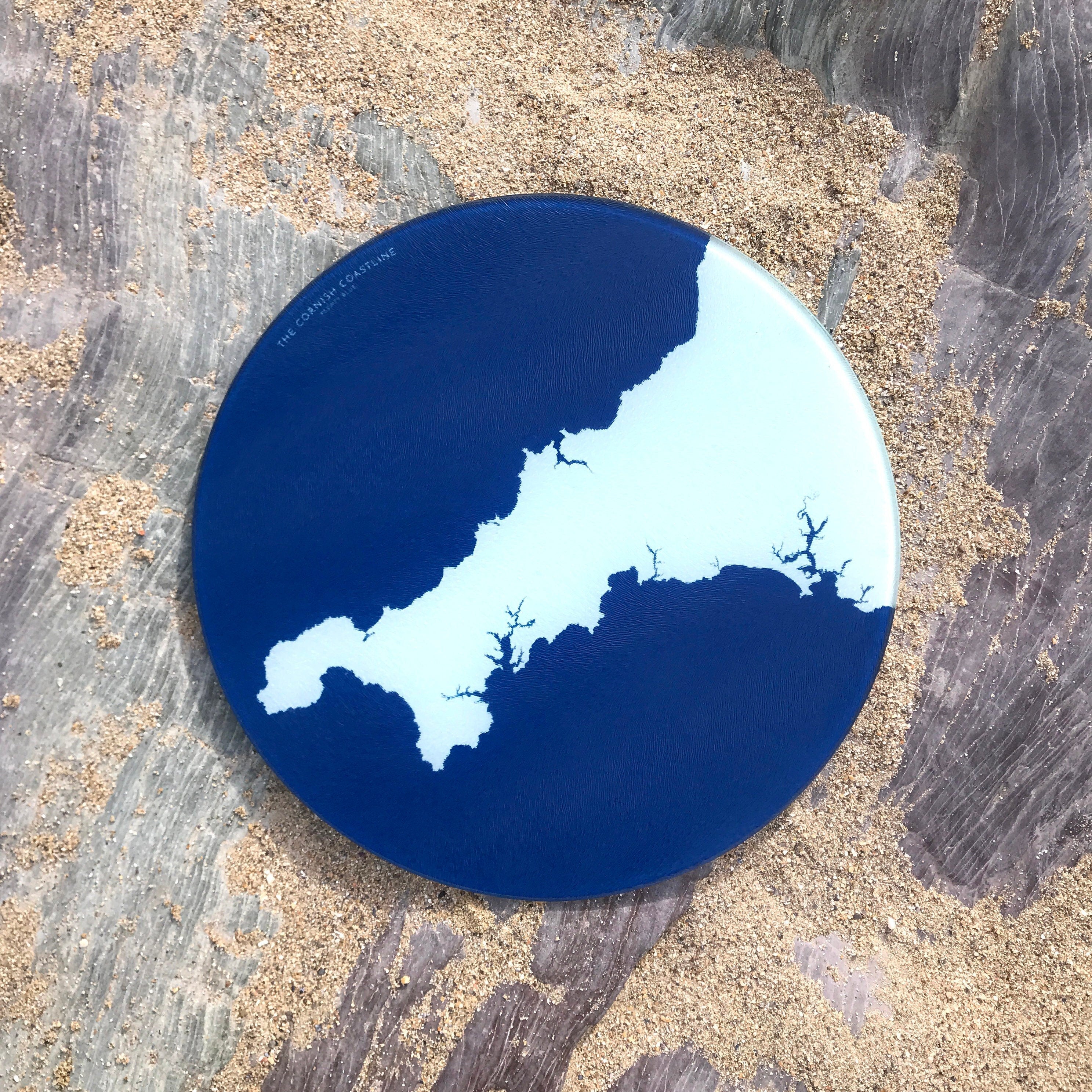 Cornwall Map Chopping Board - Cornwall Map Art, Cornwall Gift, Cornish Gift, Worktop Saver, Coastal home, Falmouth Map Art, St Ives Art