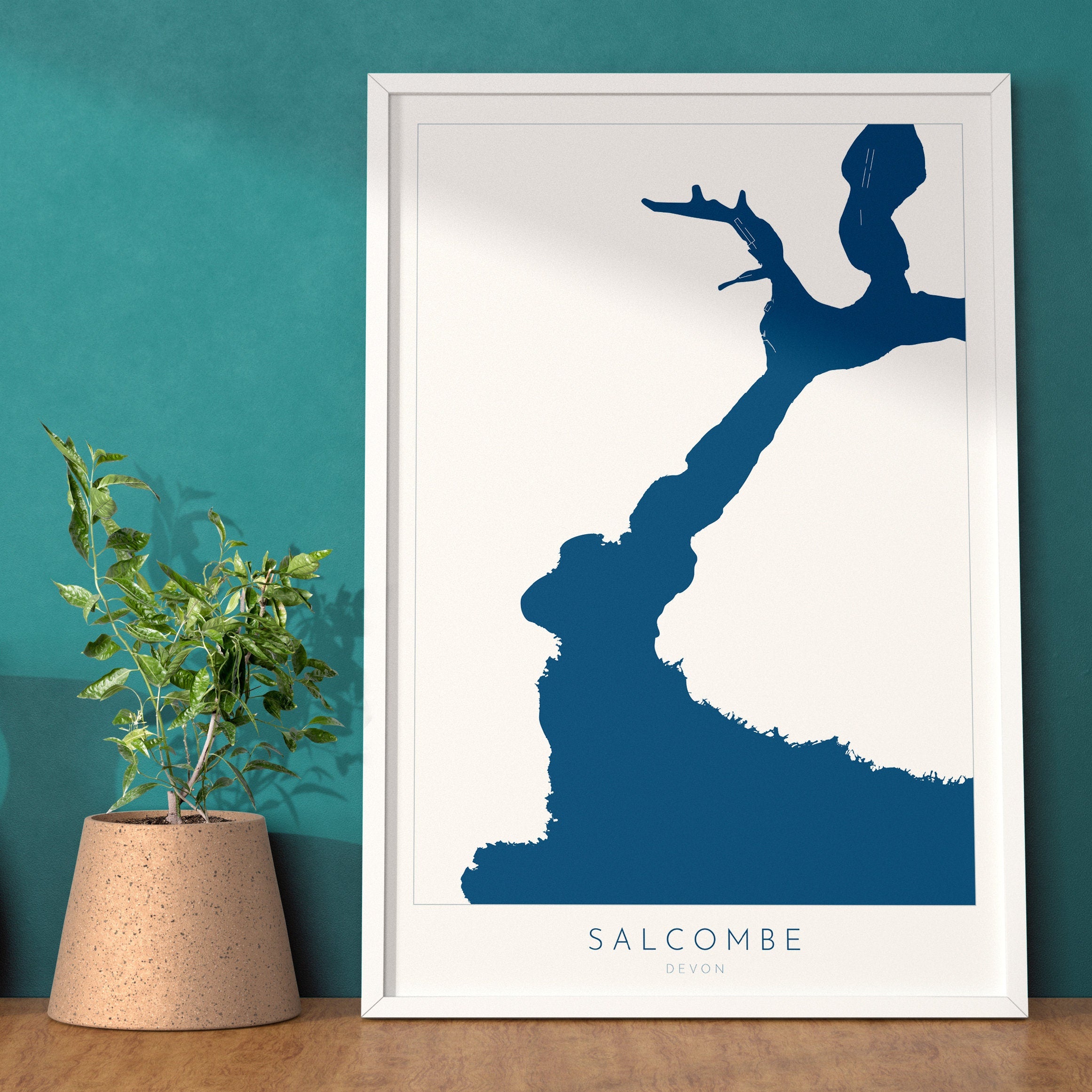 Salcombe Print - Salcombe Map, Devon Art, Salcombe Art, Map Art, Devon Map, Salcombe Estuary, Kingsbridge Estuary