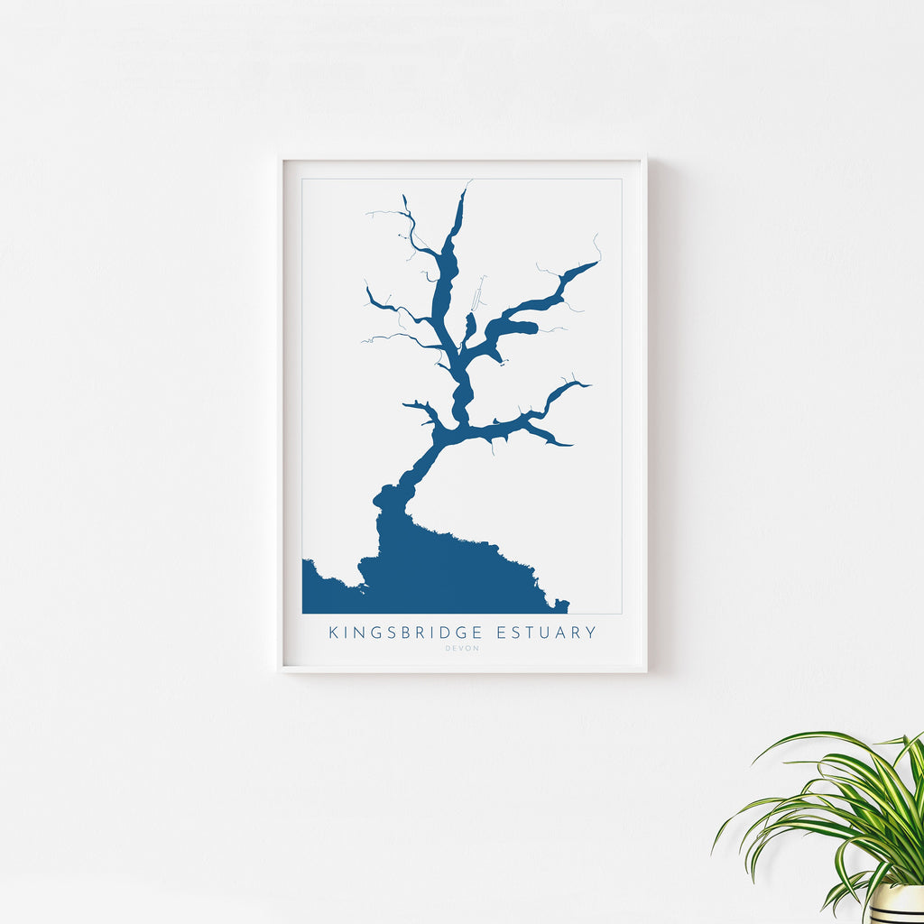 The Kingsbridge Estuary Print, Salcombe Map, Devon Art, Salcombe Art, Map Art, Devon Map, Salcombe Estuary