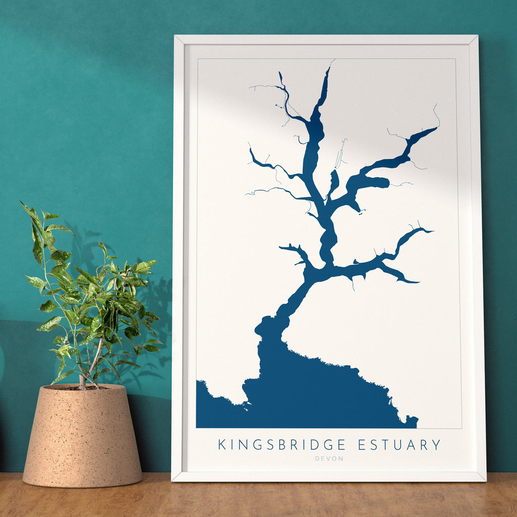 The Kingsbridge Estuary Print, Salcombe Map, Devon Art, Salcombe Art, Map Art, Devon Map, Salcombe Estuary