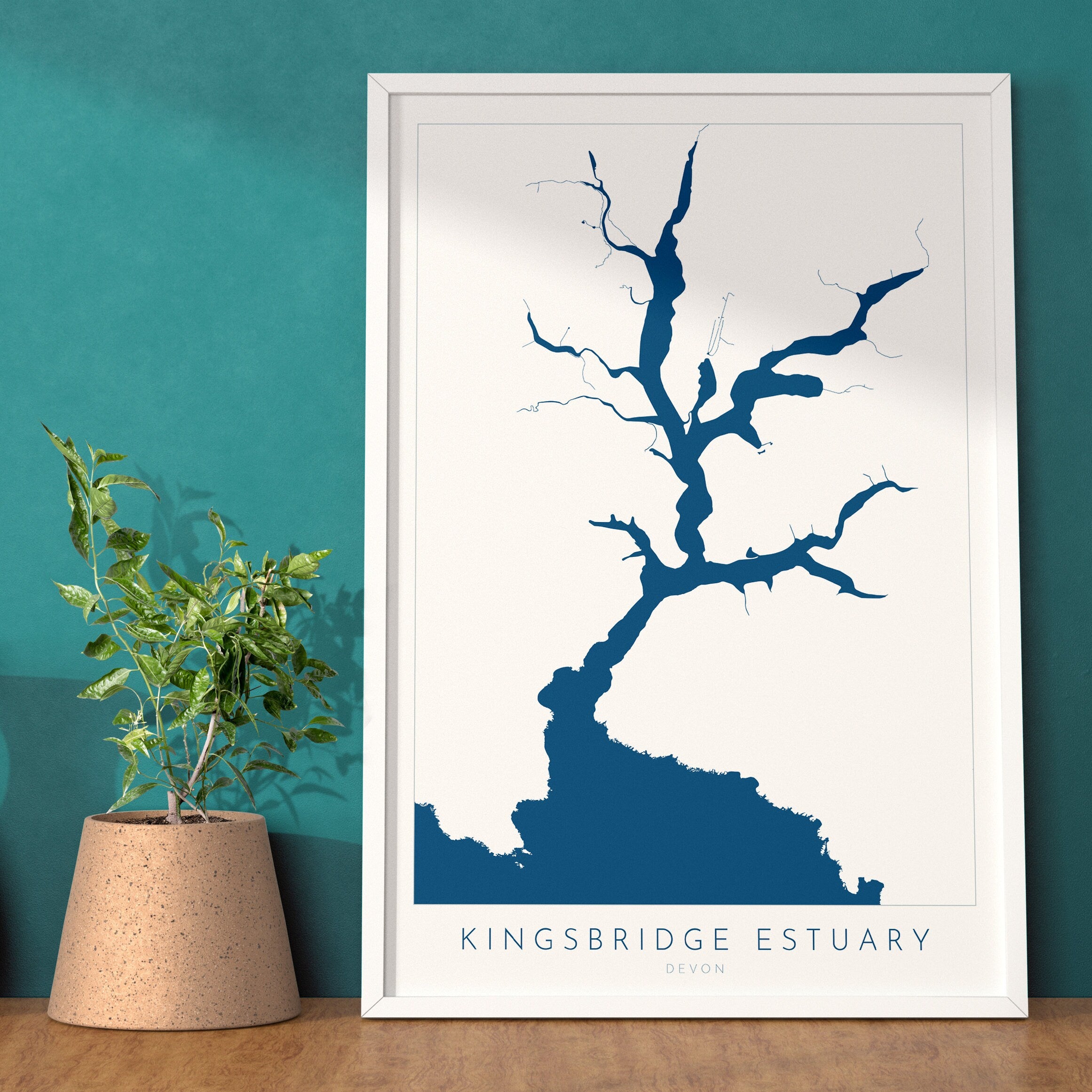 The Kingsbridge Estuary Print, Salcombe Map, Devon Art, Salcombe Art, Map Art, Devon Map, Salcombe Estuary