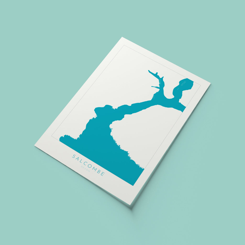 Salcombe Print - Salcombe Map, Devon Art, Salcombe Art, Map Art, Devon Map, Salcombe Estuary, Kingsbridge Estuary