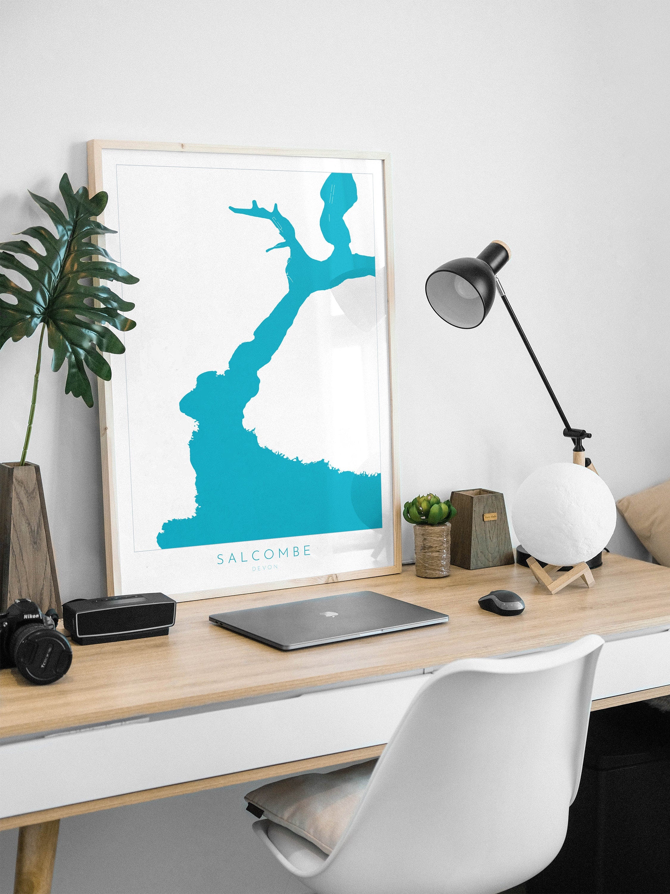 Salcombe Print - Salcombe Map, Devon Art, Salcombe Art, Map Art, Devon Map, Salcombe Estuary, Kingsbridge Estuary