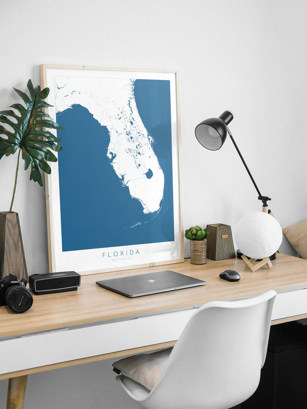 Florida Map Art - Map of Florida Coast and Rivers