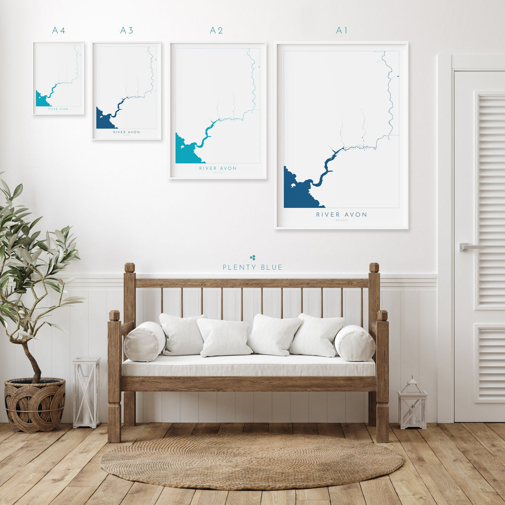 River Avon Print - Bigbury-On-Sea Art, Devon Map, Burgh Island Poster, Bantham Beach, Devon Coast Print, South Devon