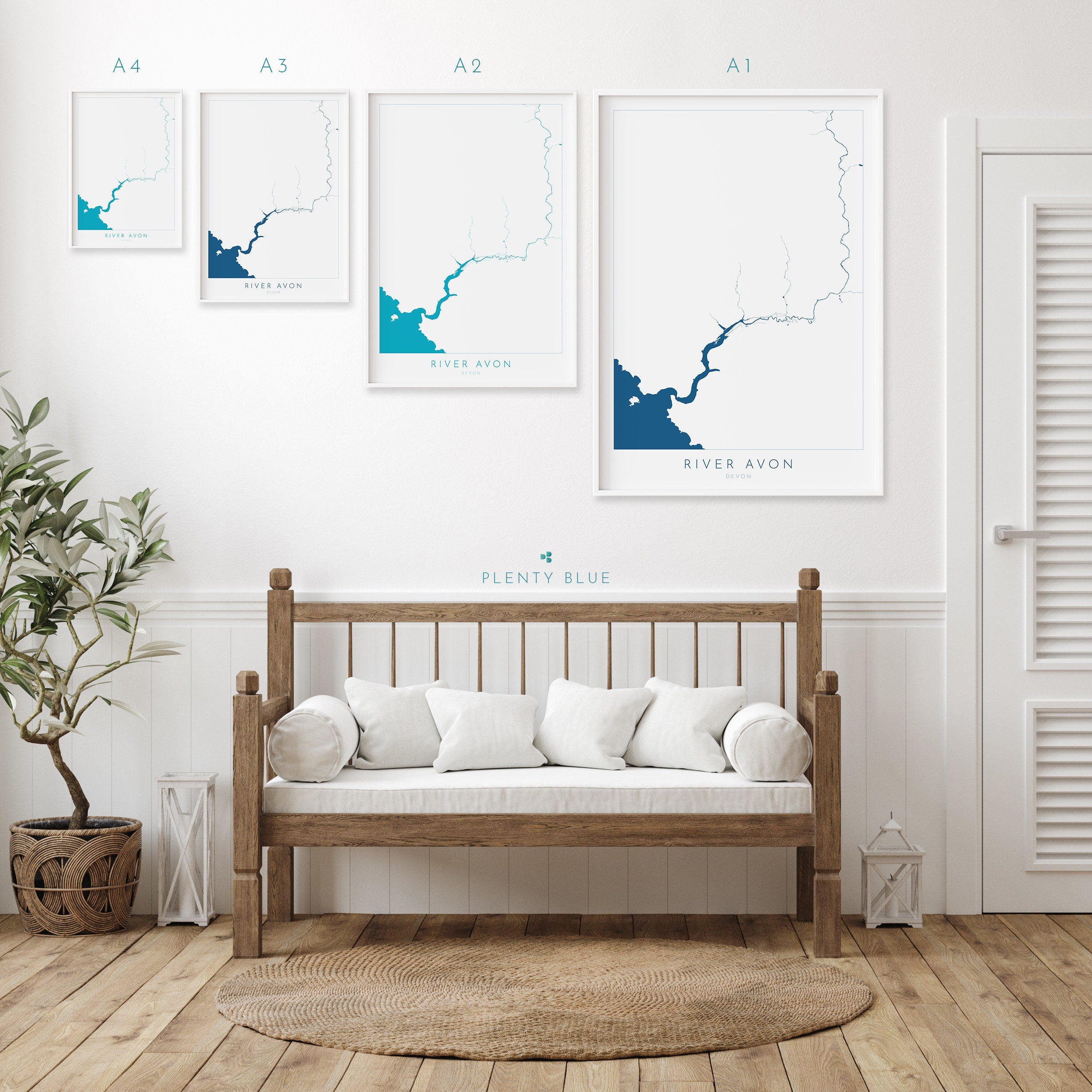 River Avon Print - Bigbury-On-Sea Art, Devon Map, Burgh Island Poster, Bantham Beach, Devon Coast Print, South Devon