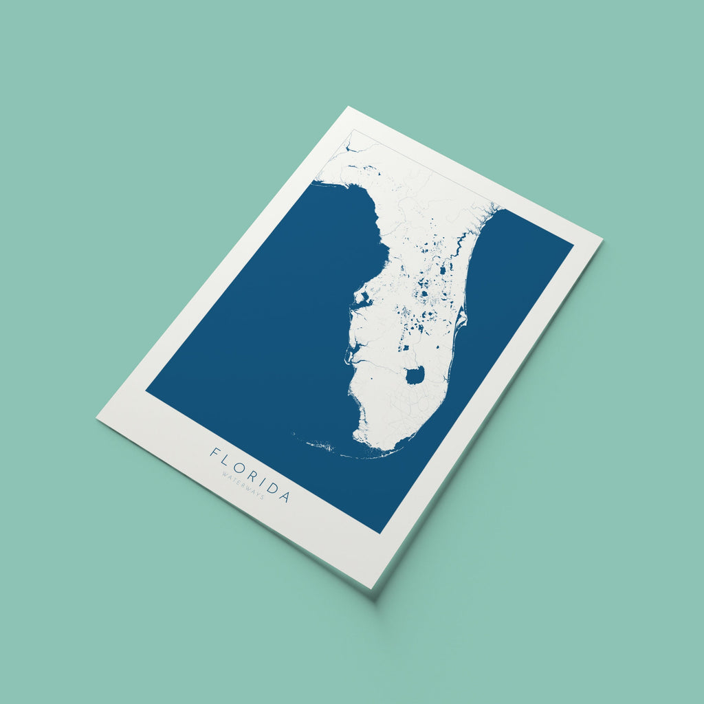 Florida Map Art - Map of Florida Coast and Rivers