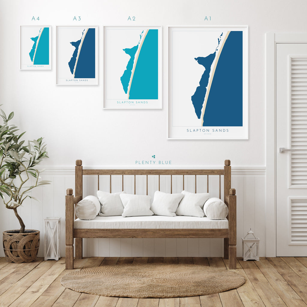 Slapton Sands Print - Devon Map, Slapton Ley Poster, Torcross Beach, Slapton Beach Travel Poster, South West Coast, South Hams