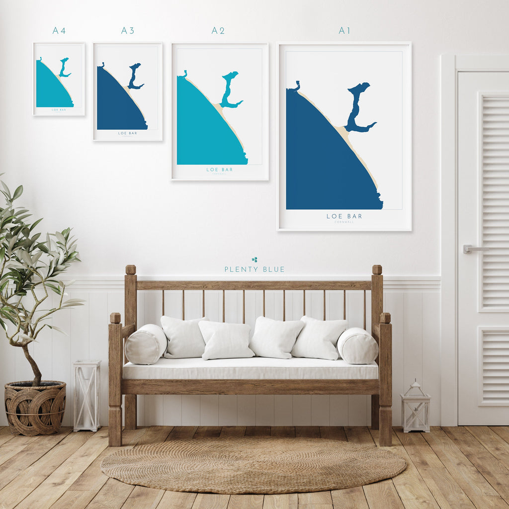 Loe Bar Print - Cornwall Map, Porthleven Beach, Loe Bar, Cornwall Travel Print, Porthleven, Cornwall Beach Art, Cornish Coast Print